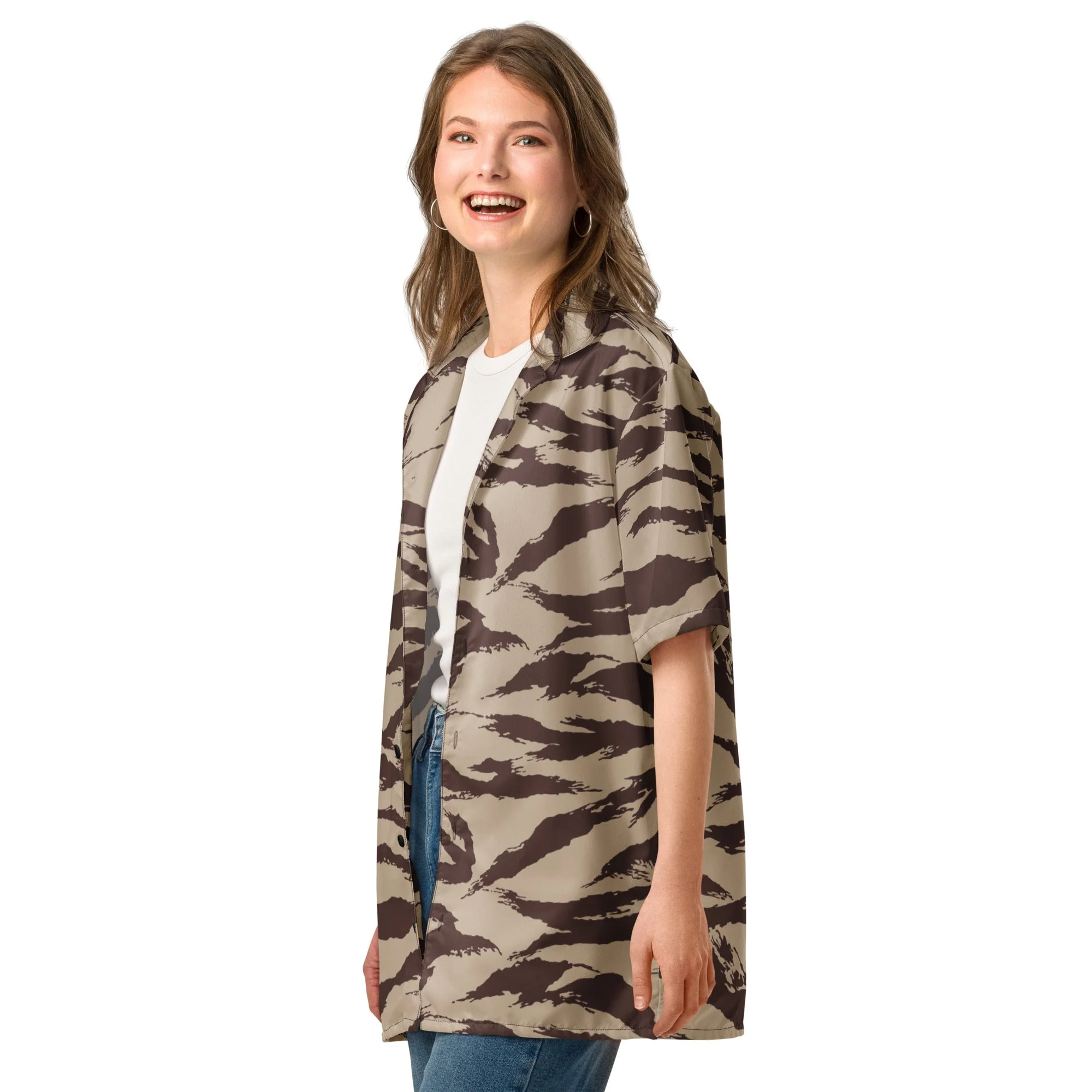 Moroccan Lizard Desert CAMO Unisex Short-Sleeve Button Shirt - Image 6