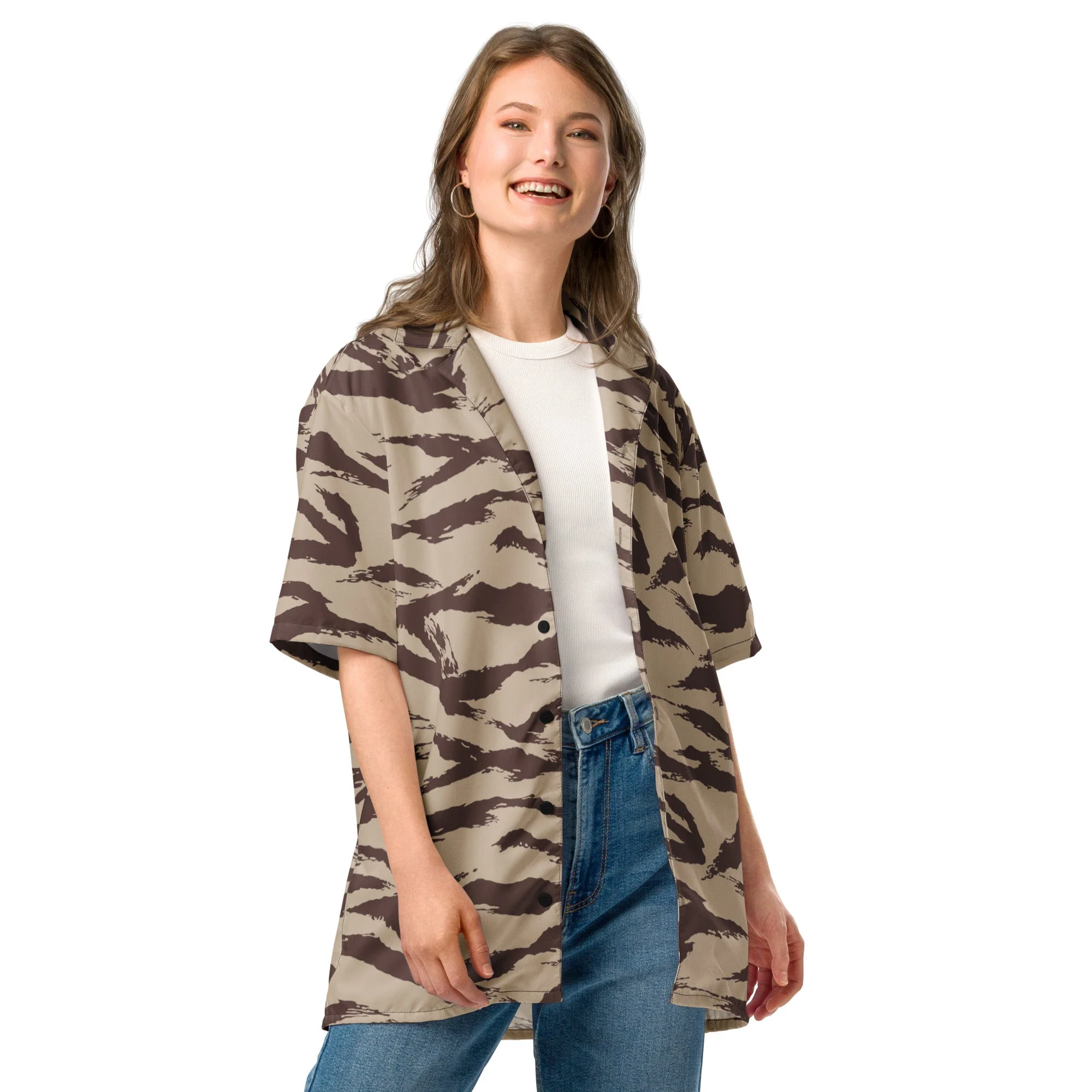 Moroccan Lizard Desert CAMO Unisex Short-Sleeve Button Shirt - Image 7