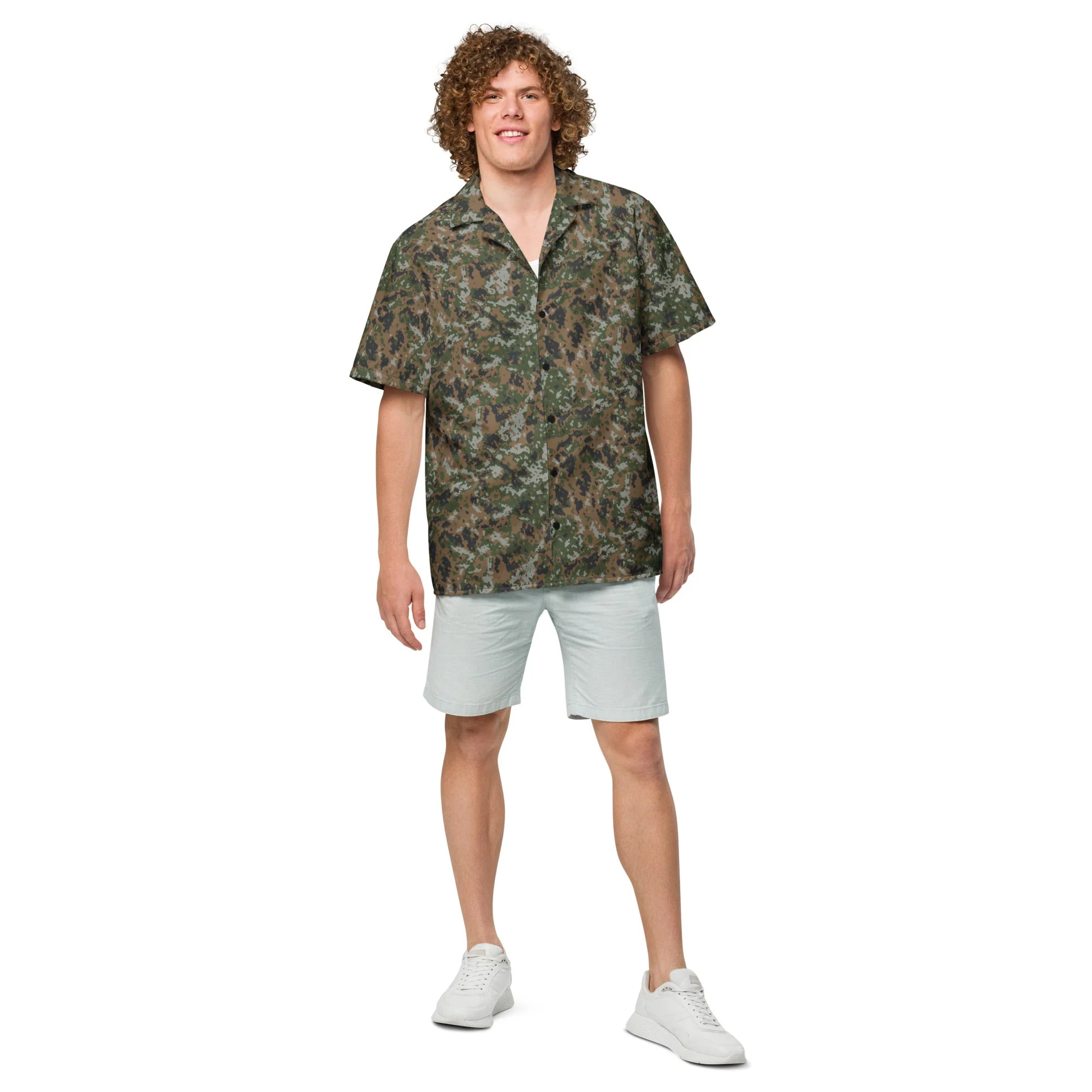 Luxembourg Waldtarndruck CAMO Unisex Short-Sleeve Button Shirt - Image 3