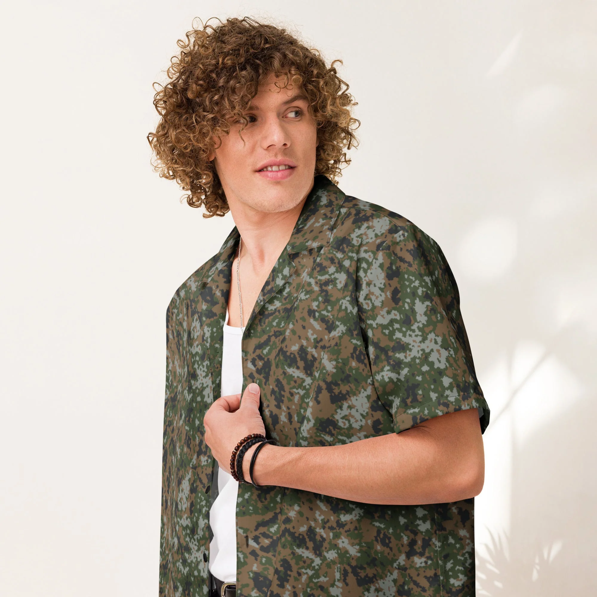 Luxembourg Waldtarndruck CAMO Unisex Short-Sleeve Button Shirt - Image 8
