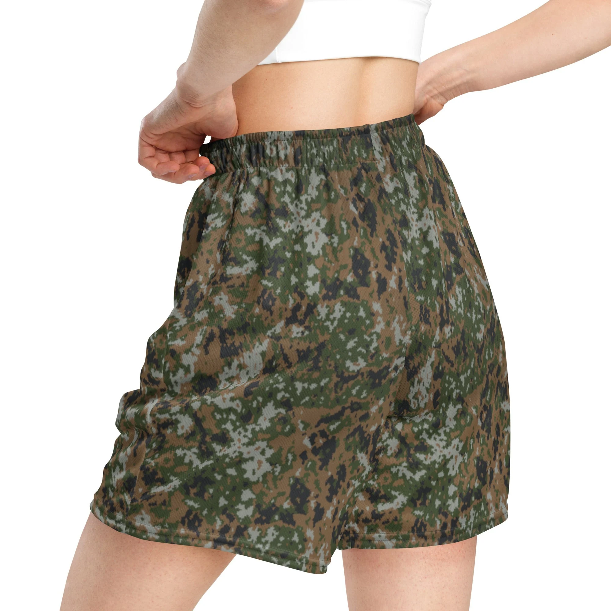 Luxembourg Waldtarndruck CAMO Unisex Mesh Shorts - Image 10