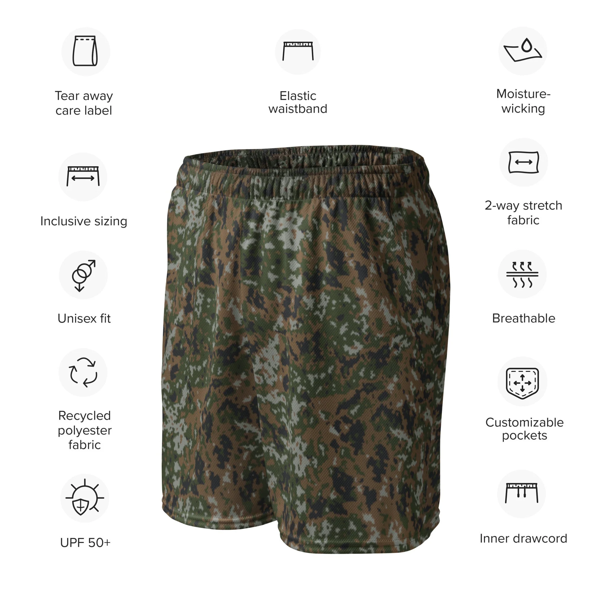 Luxembourg Waldtarndruck CAMO Unisex Mesh Shorts - Image 19