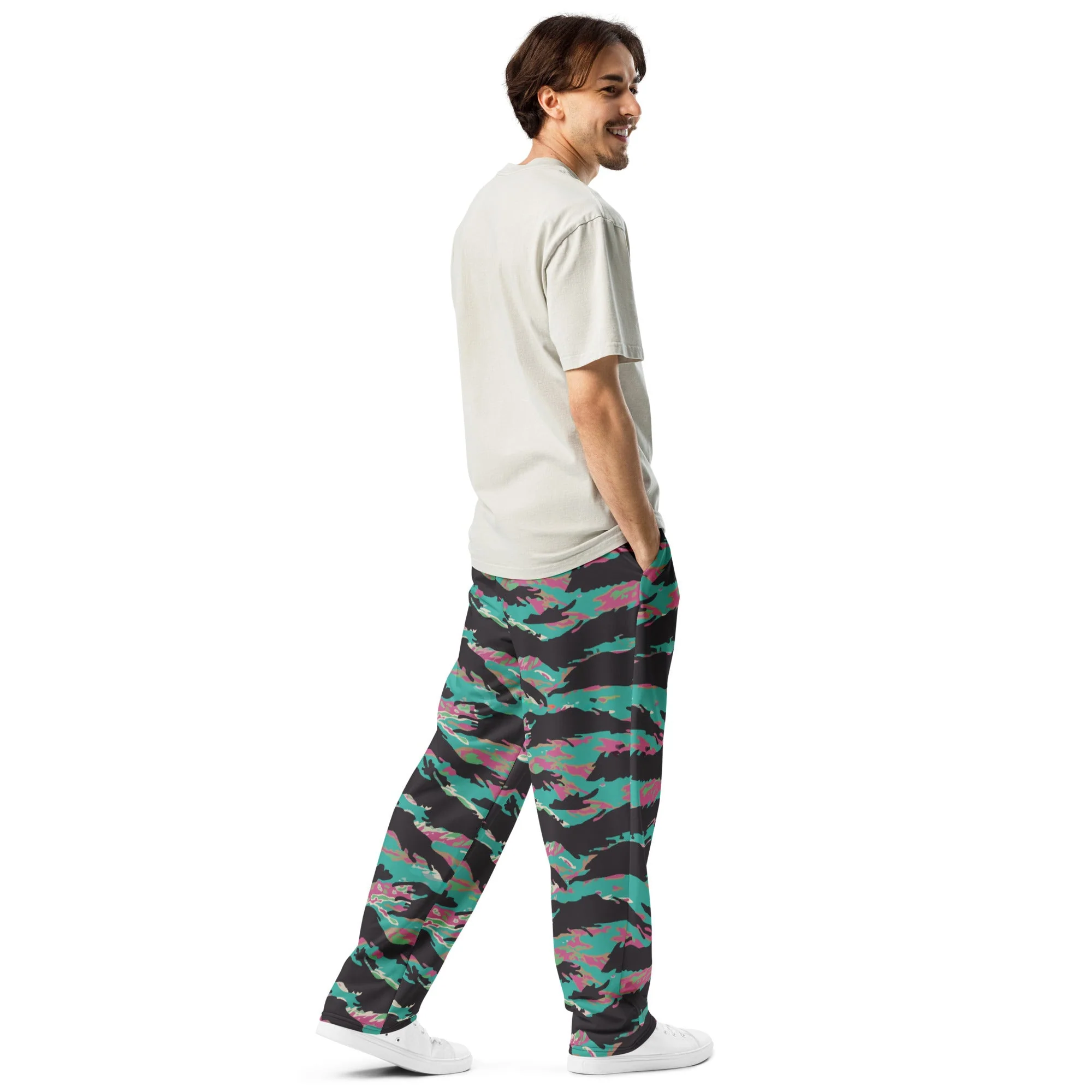 Miami Tiger Stripe CAMO Unisex Wide-Leg Joggers - Image 3