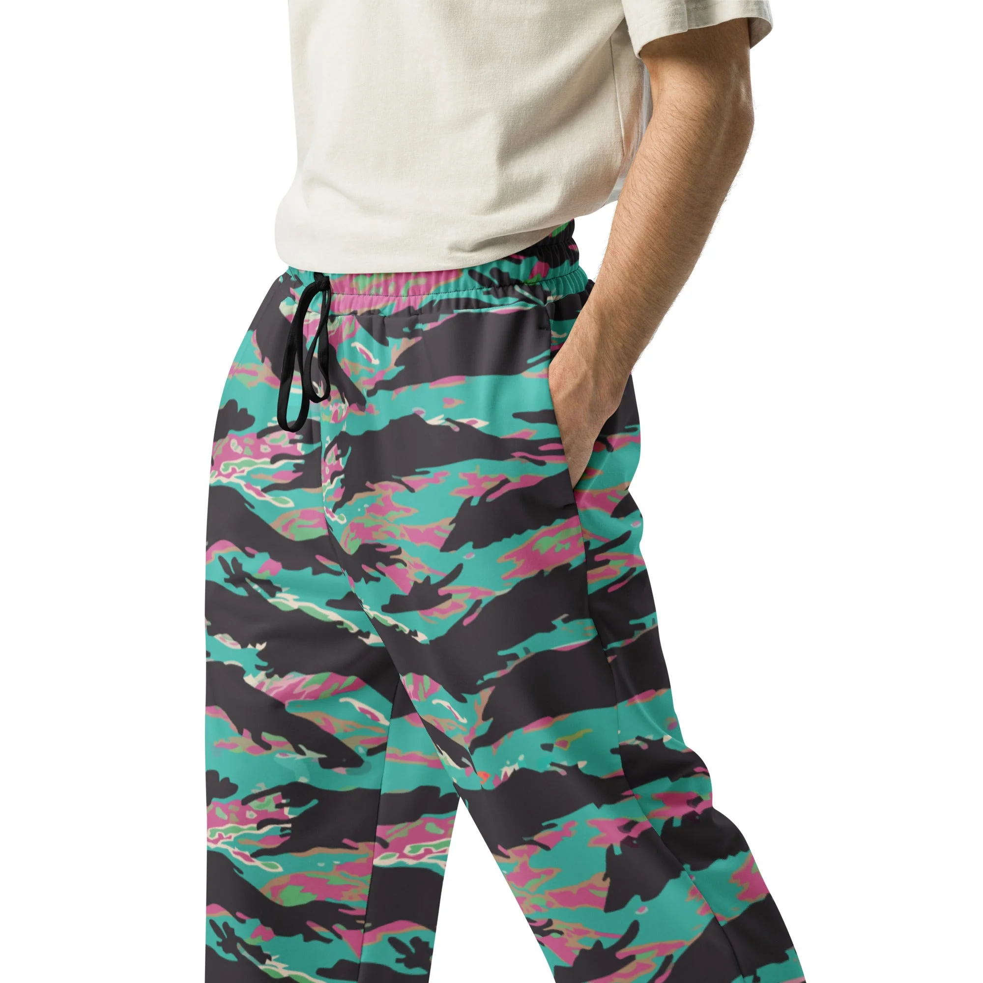 Miami Tiger Stripe CAMO Unisex Wide-Leg Joggers - Image 4