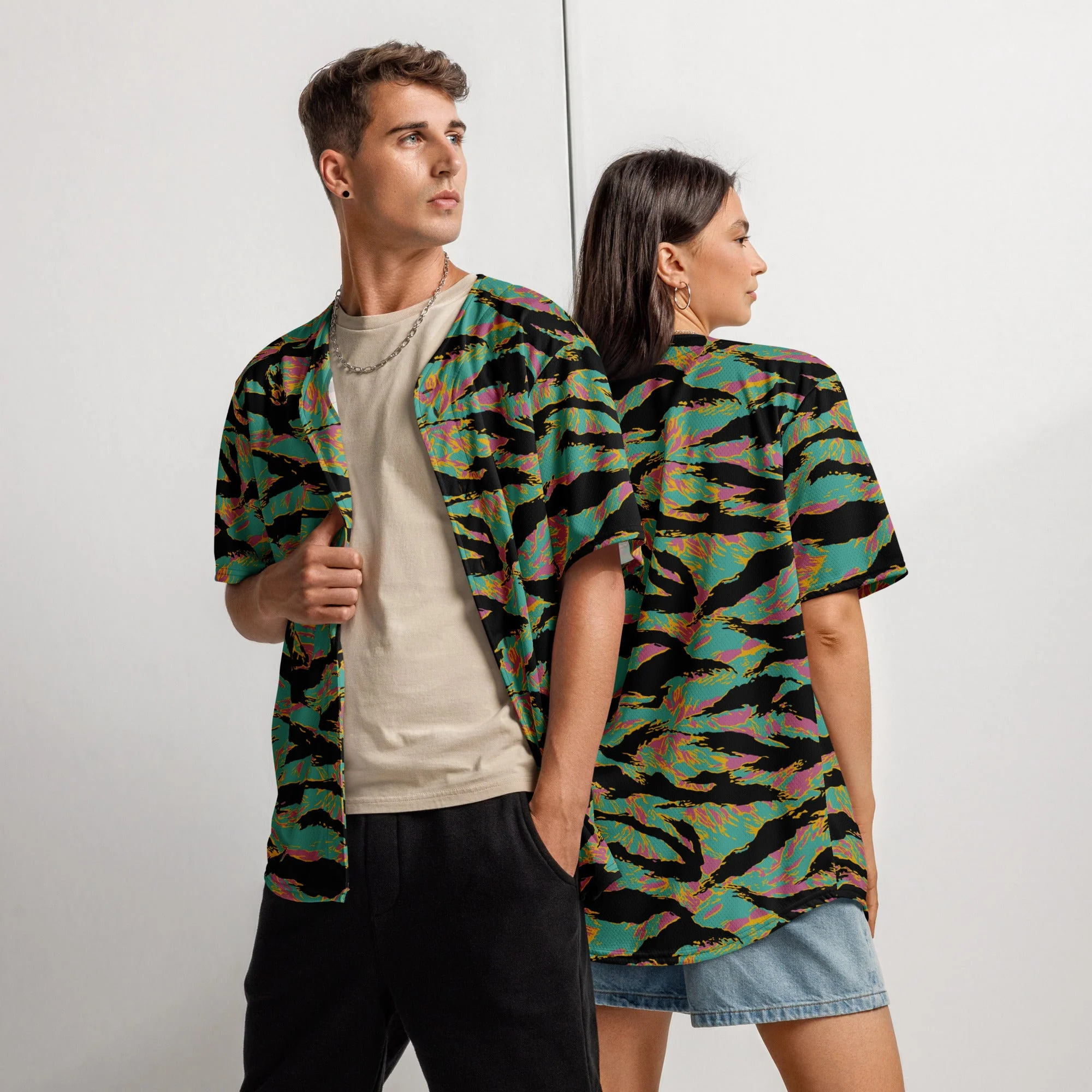 American Tiger Stripe Miami Sunset CAMO Unisex Baseball Jersey