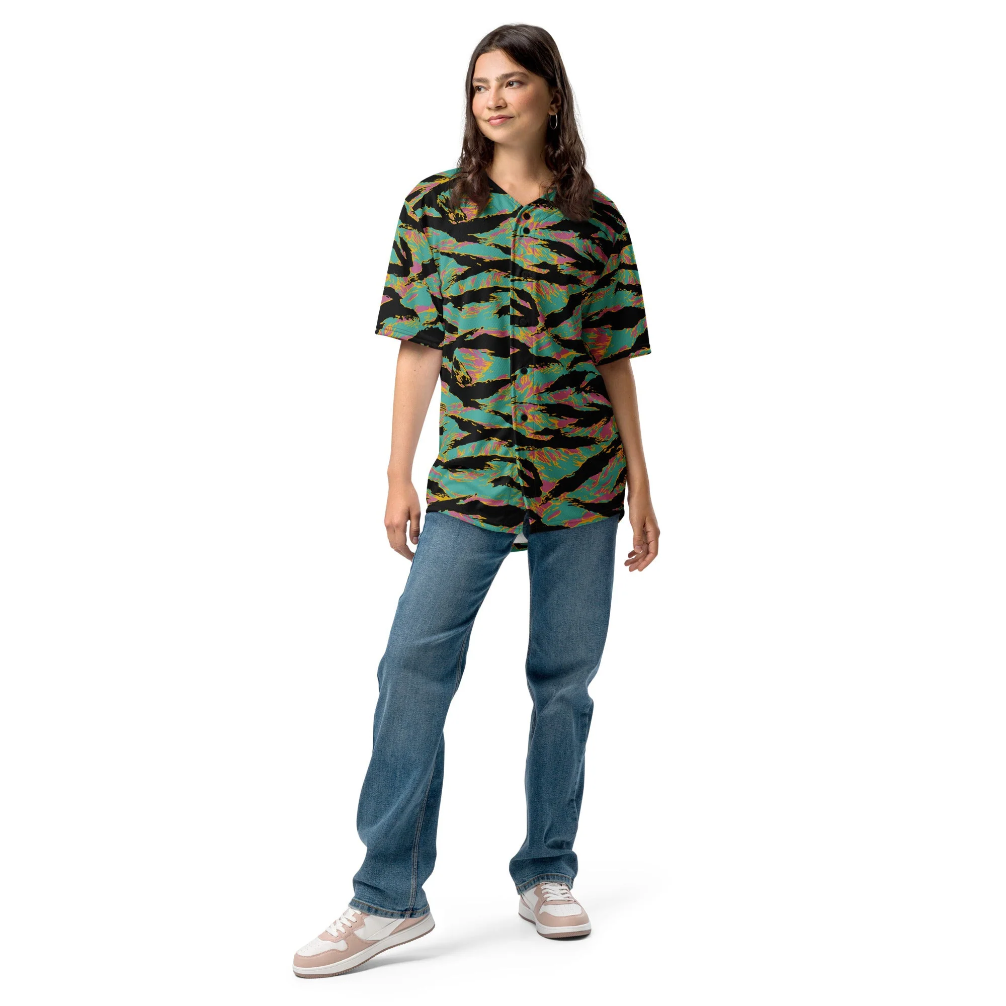 American Tiger Stripe Miami Sunset CAMO Unisex Baseball Jersey - Image 10