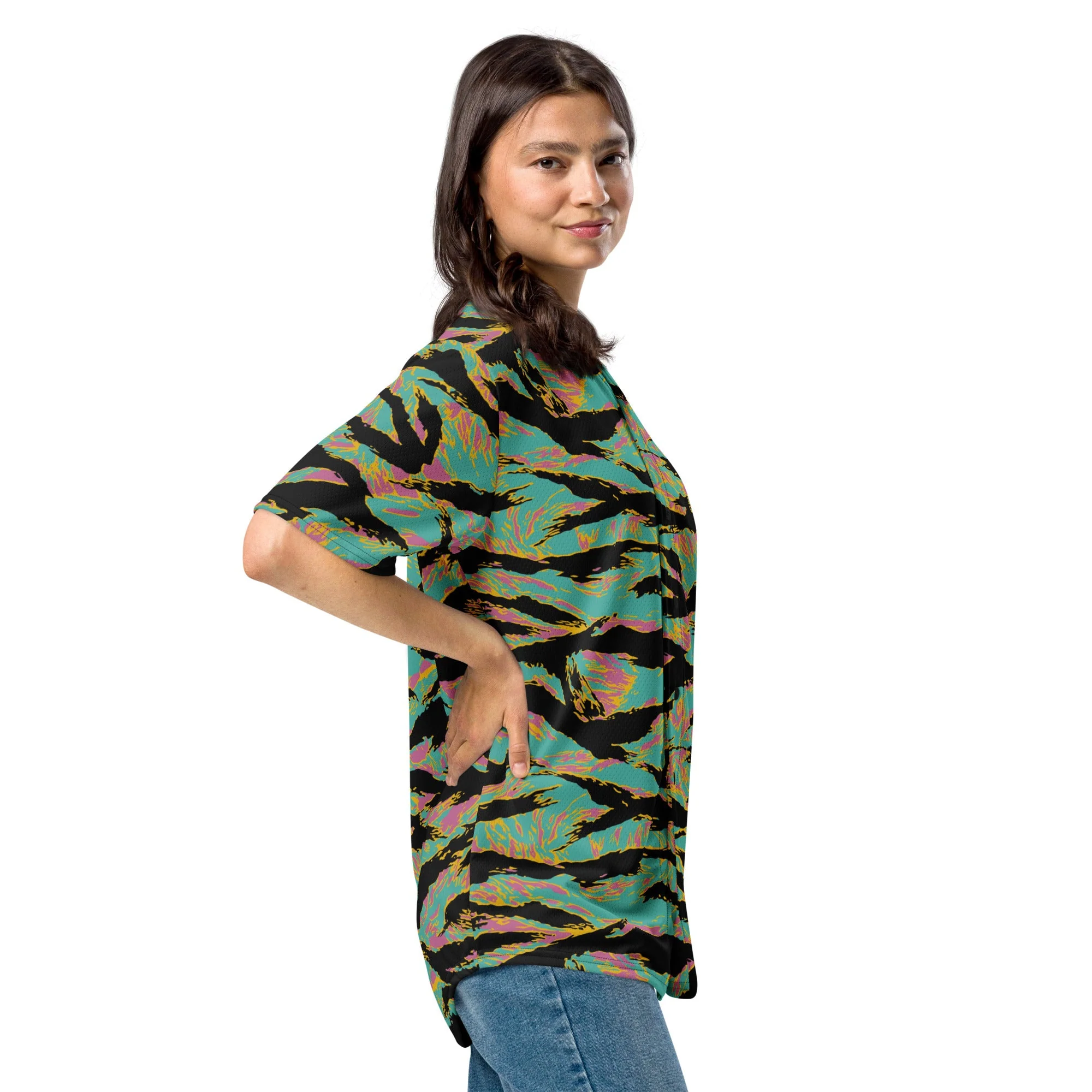 American Tiger Stripe Miami Sunset CAMO Unisex Baseball Jersey - Image 2