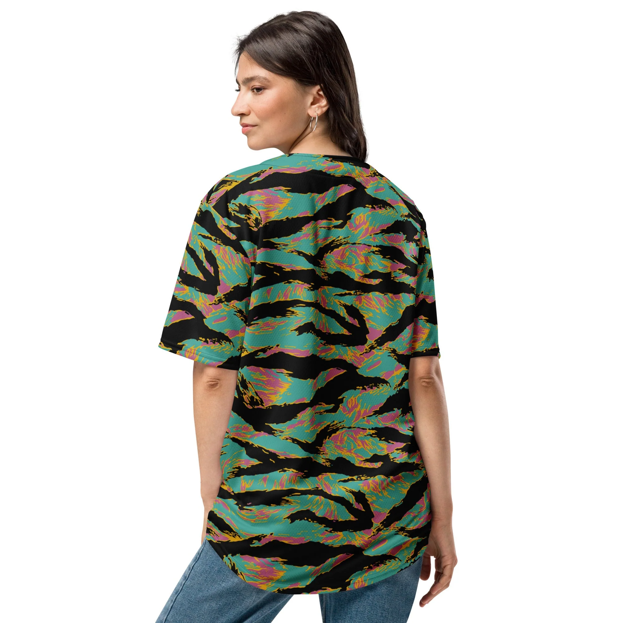 American Tiger Stripe Miami Sunset CAMO Unisex Baseball Jersey - Image 4