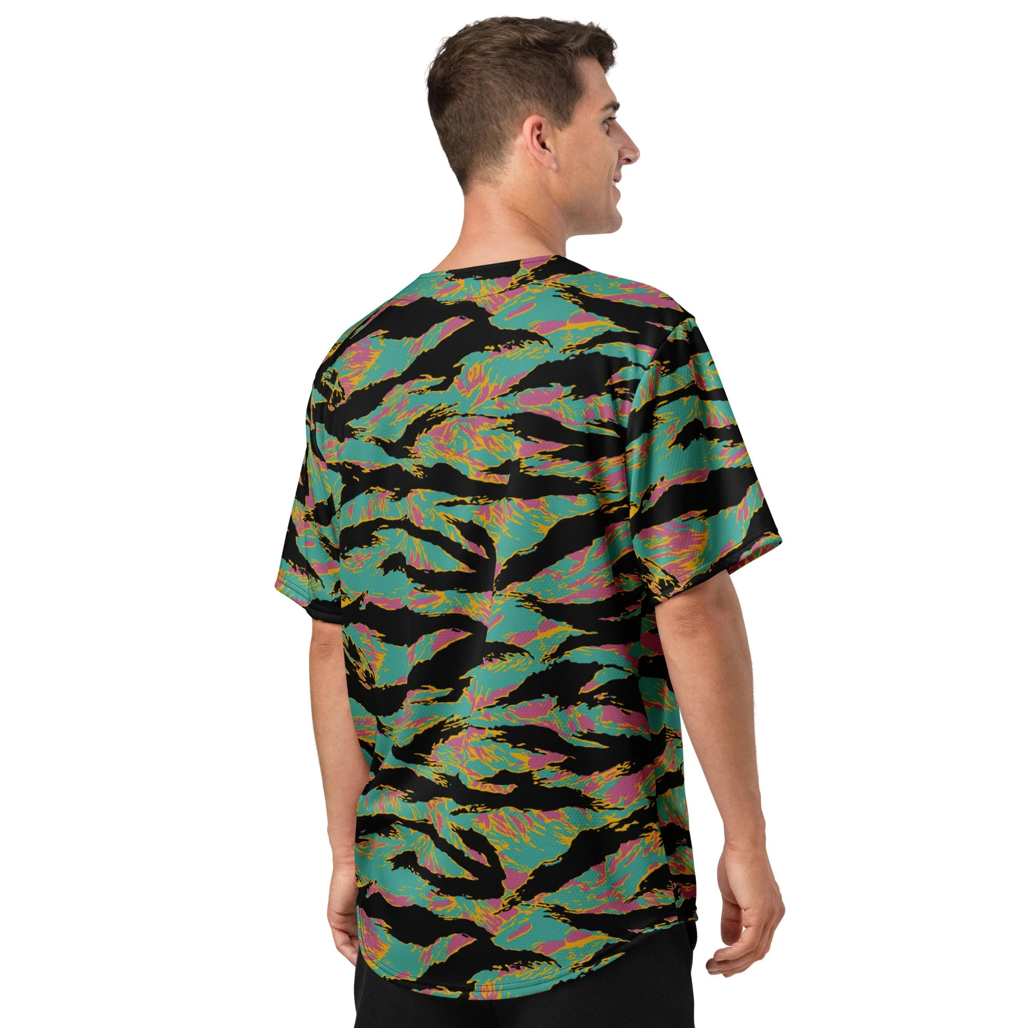American Tiger Stripe Miami Sunset CAMO Unisex Baseball Jersey - Image 8