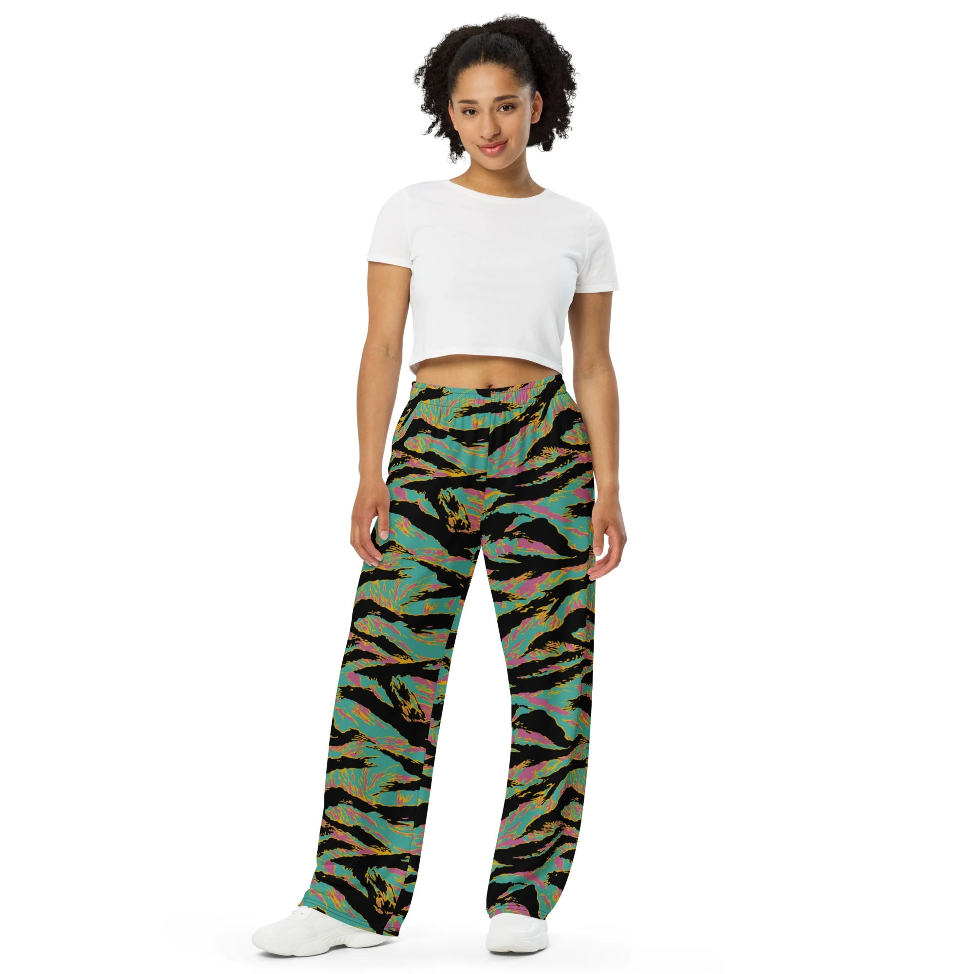 American Tiger Stripe Miami Sunset CAMO Unisex Wide-Leg Leisure Pants - Image 10
