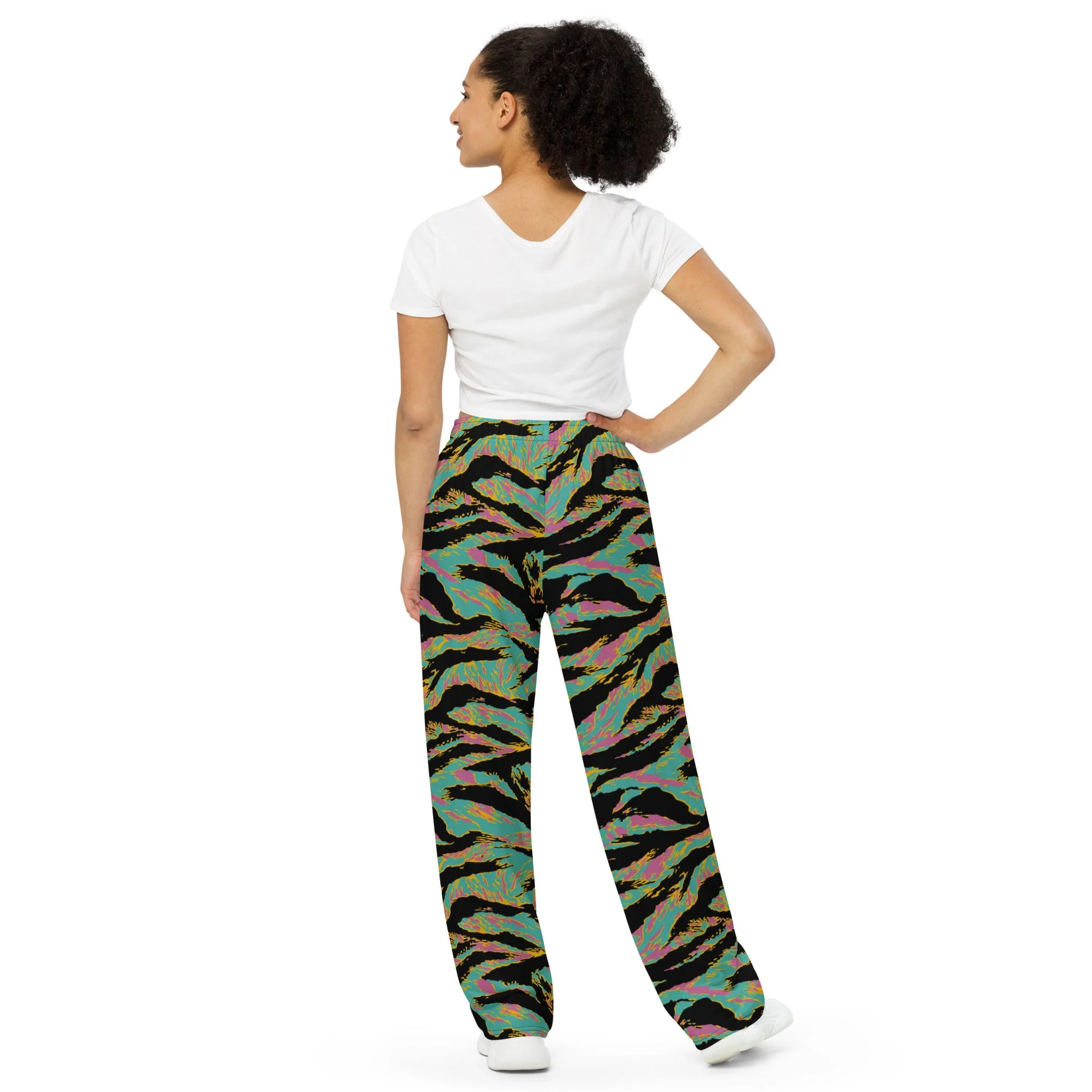 American Tiger Stripe Miami Sunset CAMO Unisex Wide-Leg Leisure Pants - Image 3