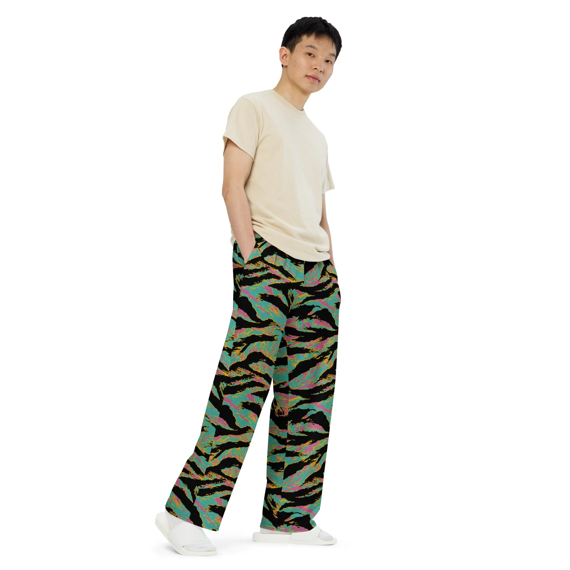 American Tiger Stripe Miami Sunset CAMO Unisex Wide-Leg Leisure Pants - Image 6