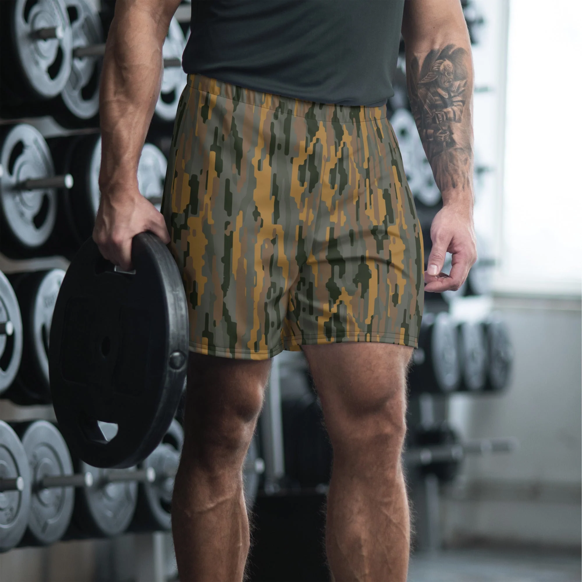 Modern Warfare Urban Vertical Rusty Bark CAMO Unisex Athletic Long Shorts