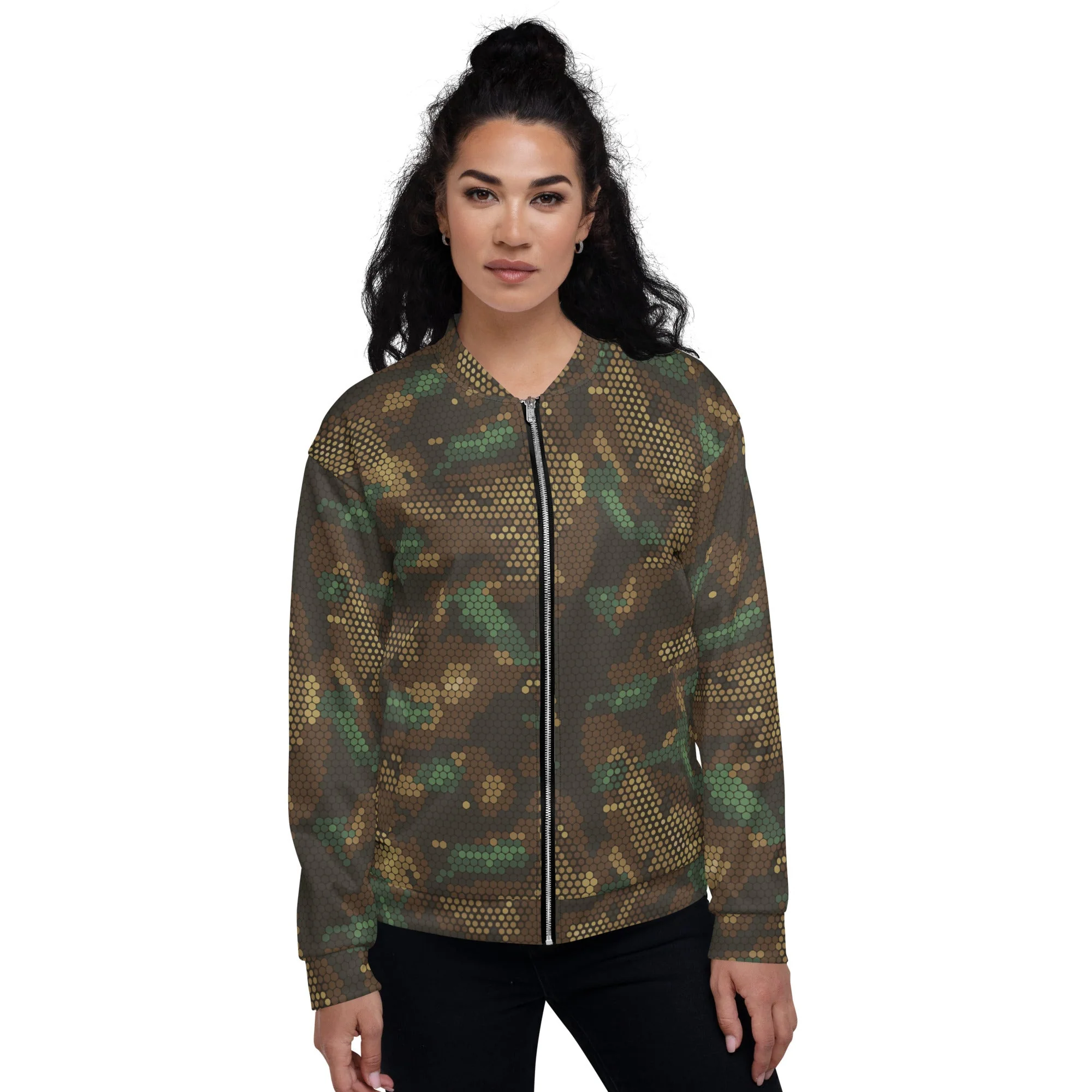 Multi-terrain Dot CAMO Unisex Bomber Jacket - Image 4