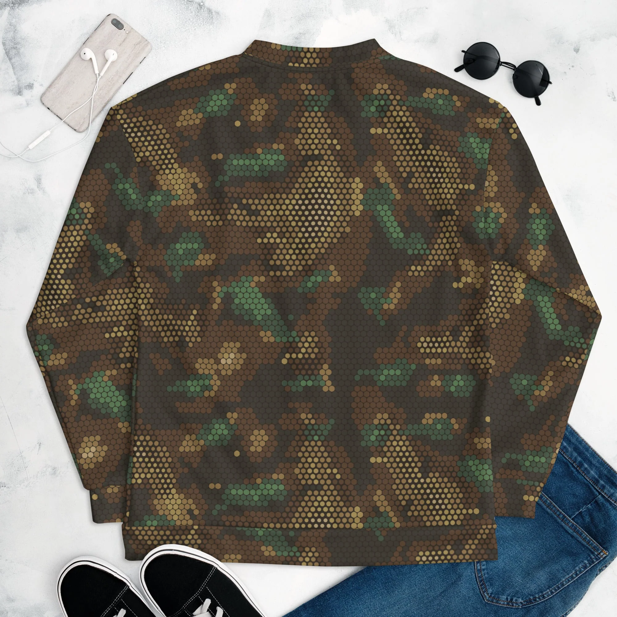 Multi-terrain Dot CAMO Unisex Bomber Jacket - Image 8