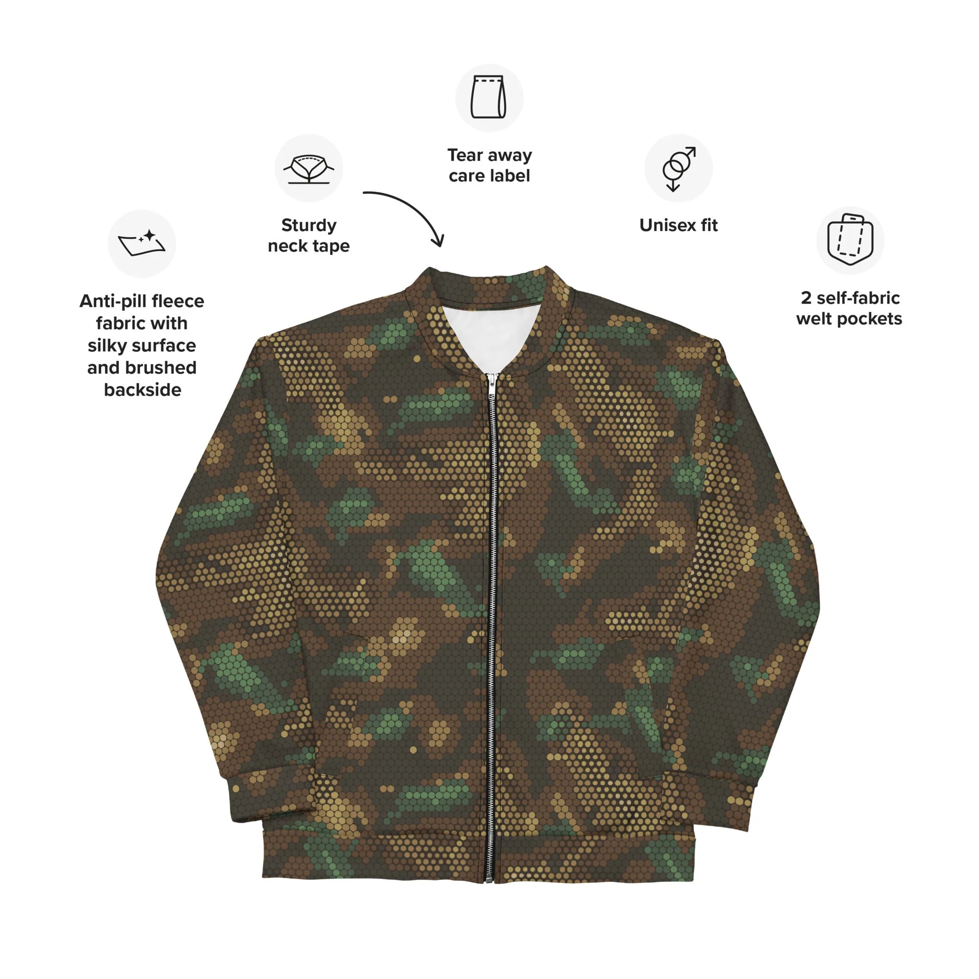 Multi-terrain Dot CAMO Unisex Bomber Jacket - Image 9