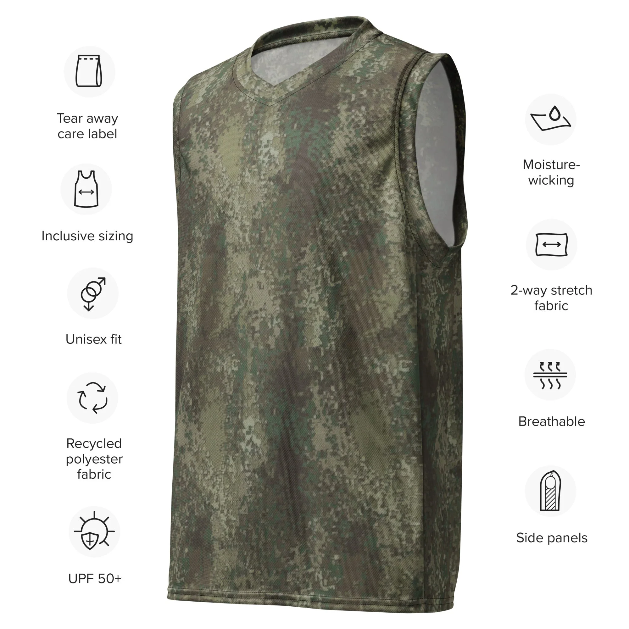 New Zealand Multi-Terrain CAMO Unisex Basketball Jersey - Image 3