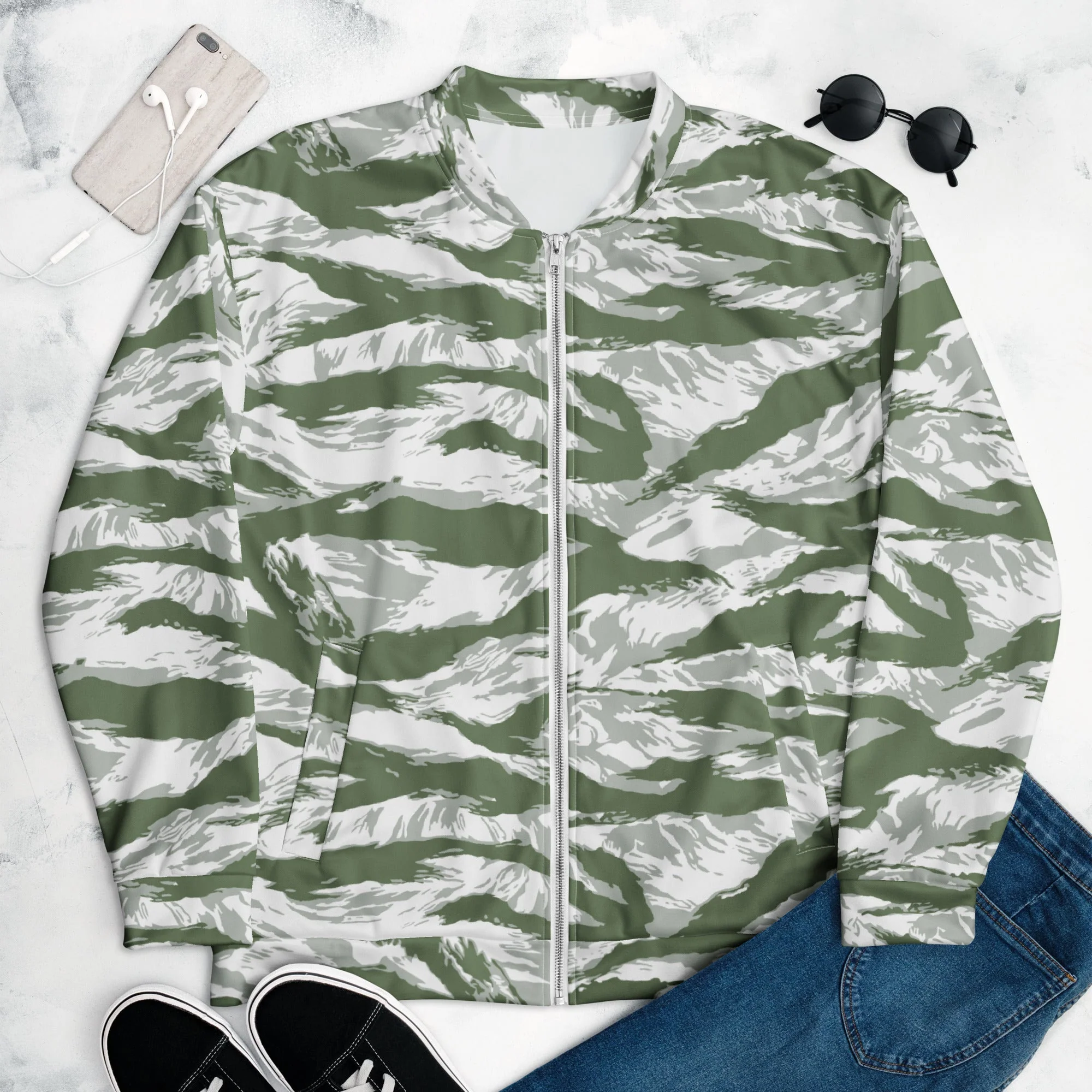 American Tiger Stripe Arctic Noorvik CAMO Unisex Bomber Jacket - Image 3