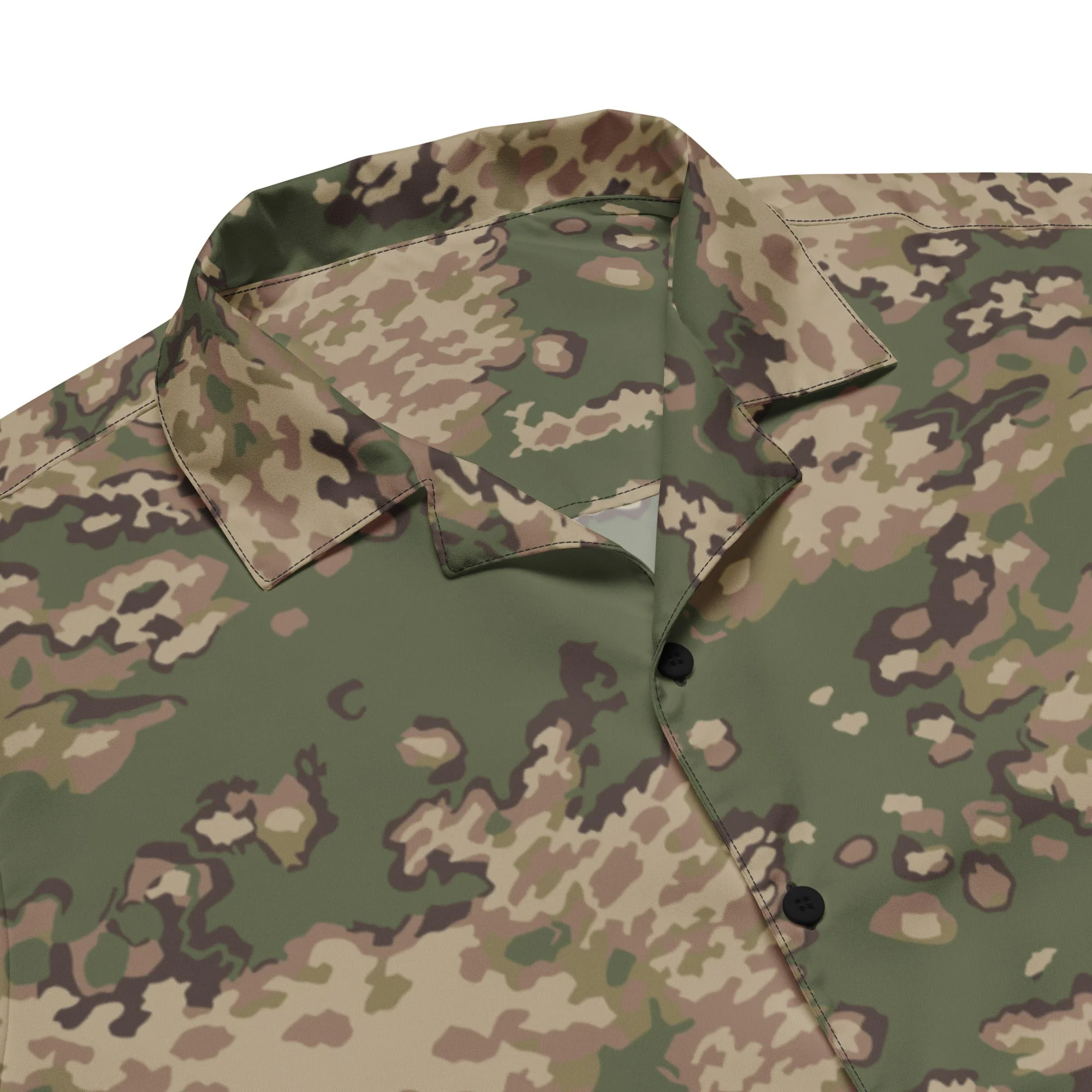 Russian Partizan Multi-terrain CAMO Unisex Short-Sleeve Button Shirt - Image 2