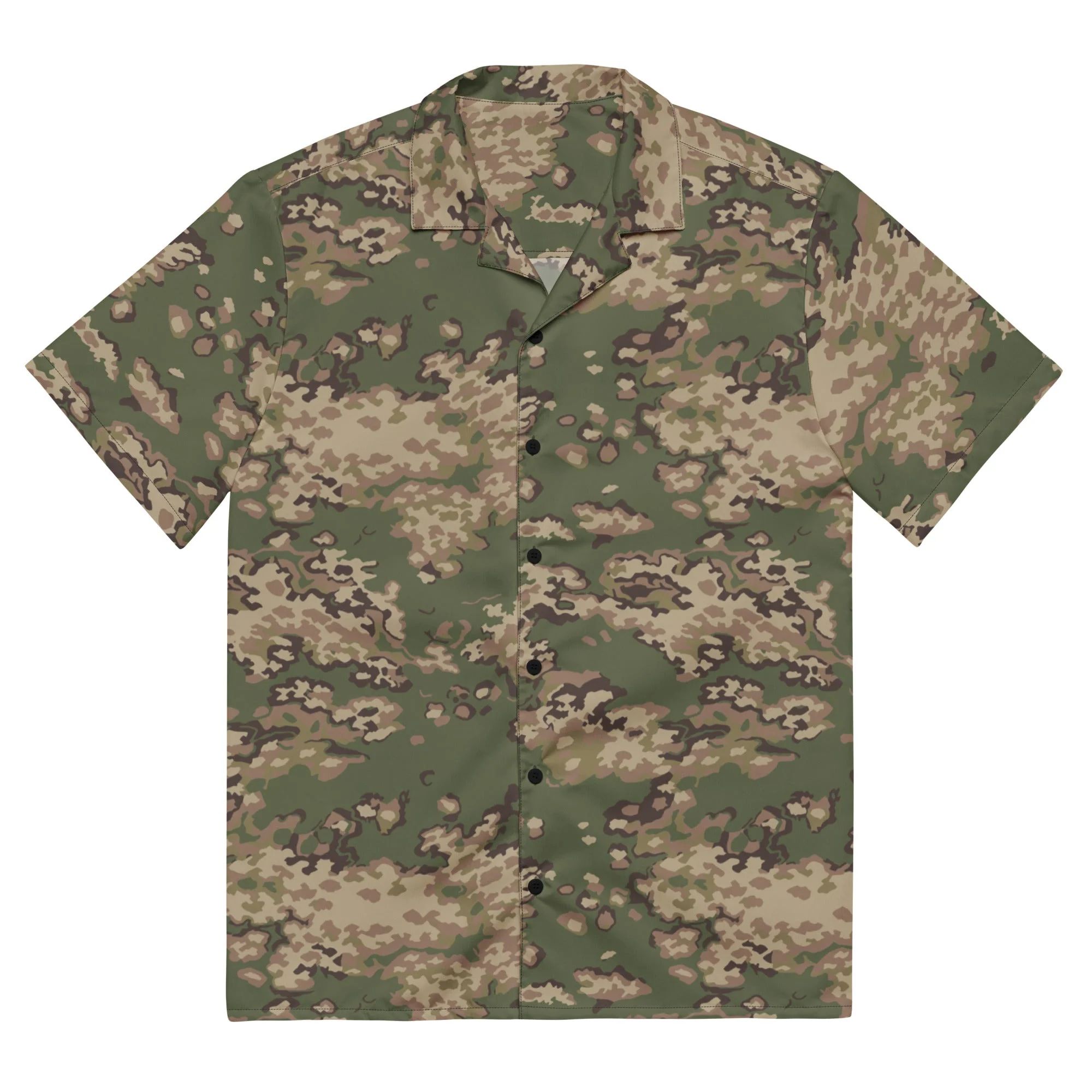 Russian Partizan Multi-terrain CAMO Unisex Short-Sleeve Button Shirt - Image 3