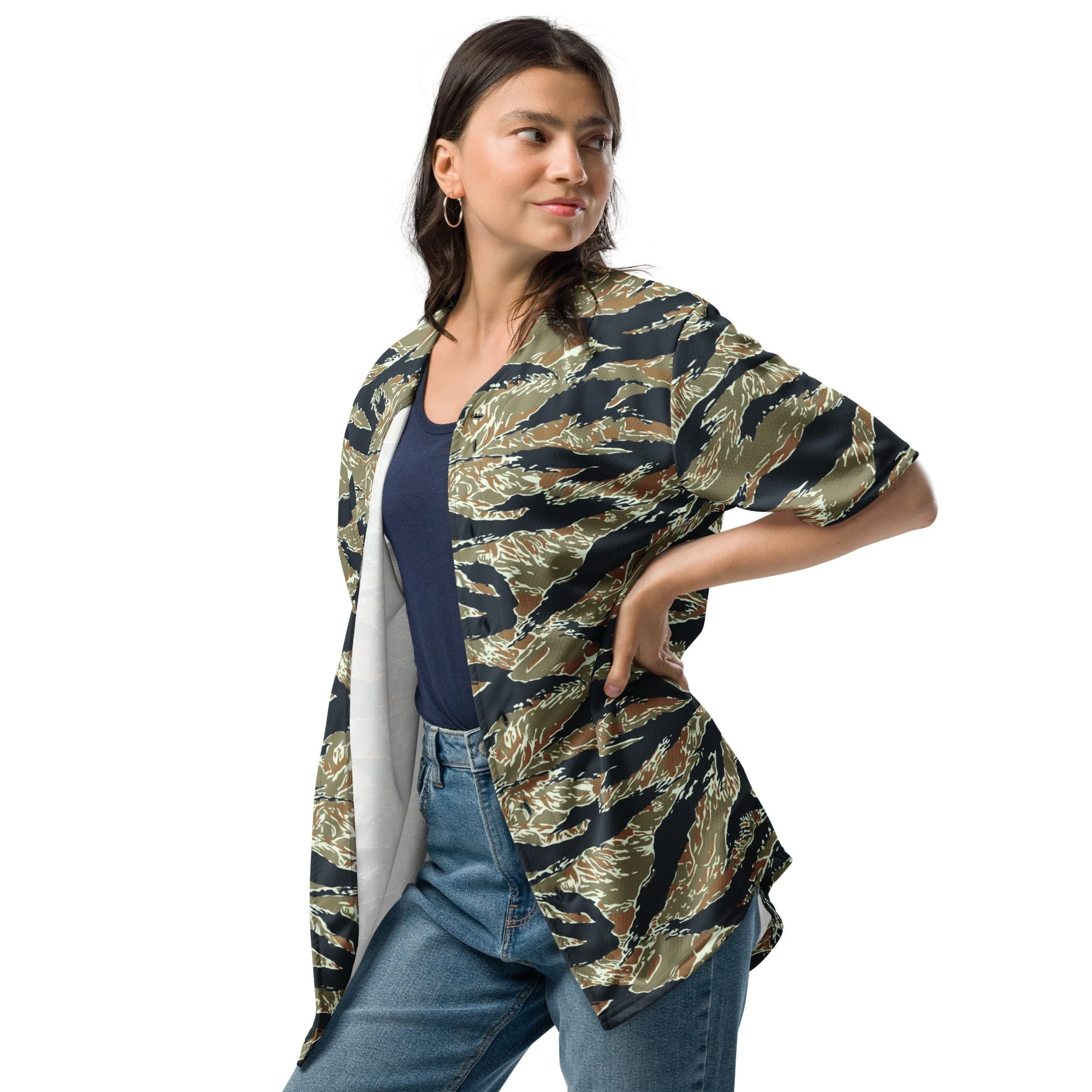 Philippine Tiger Stripe Special Forces Distinctive Uniform (SDFU) CAMO Unisex Baseball Jersey - Image 3