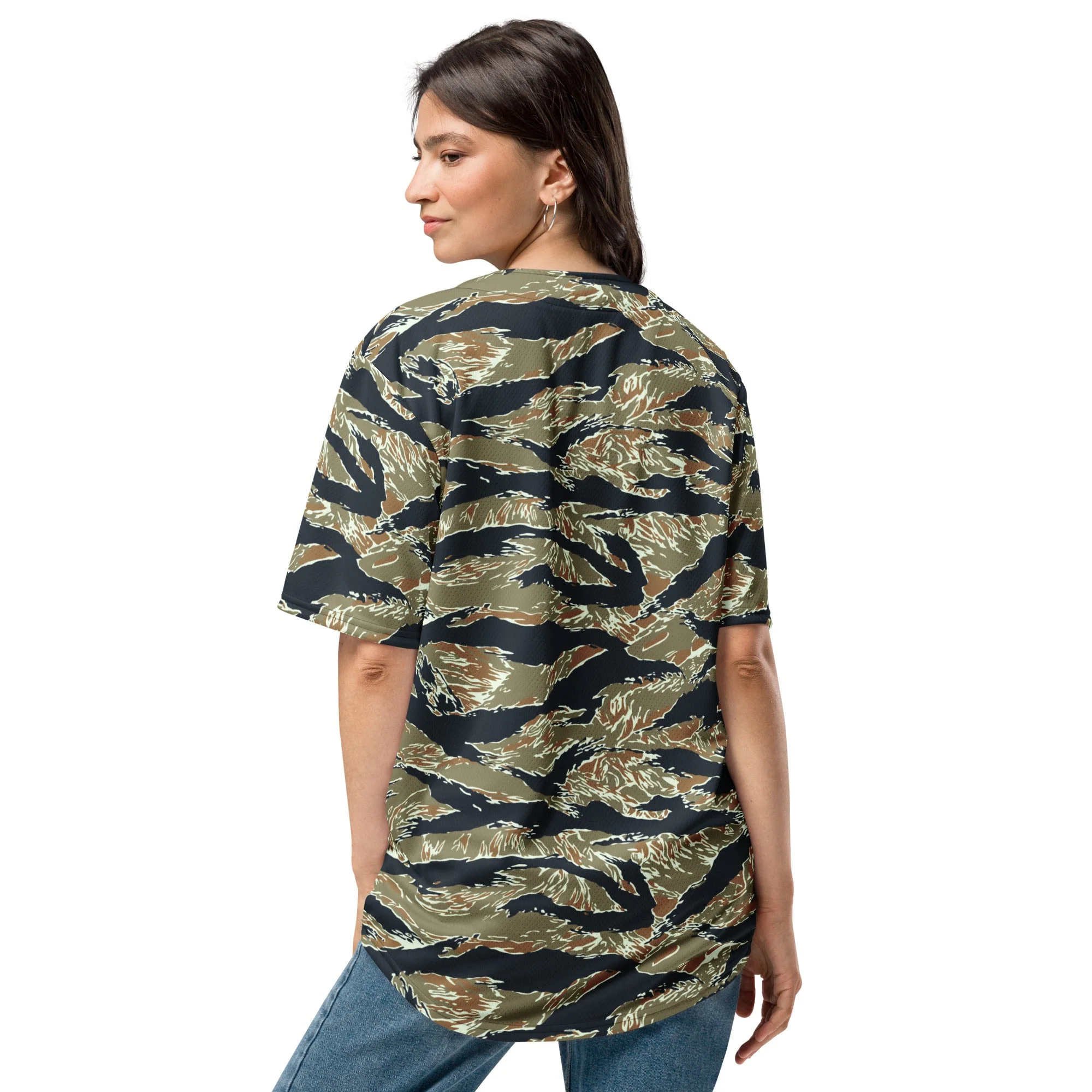 Philippine Tiger Stripe Special Forces Distinctive Uniform (SDFU) CAMO Unisex Baseball Jersey - Image 4