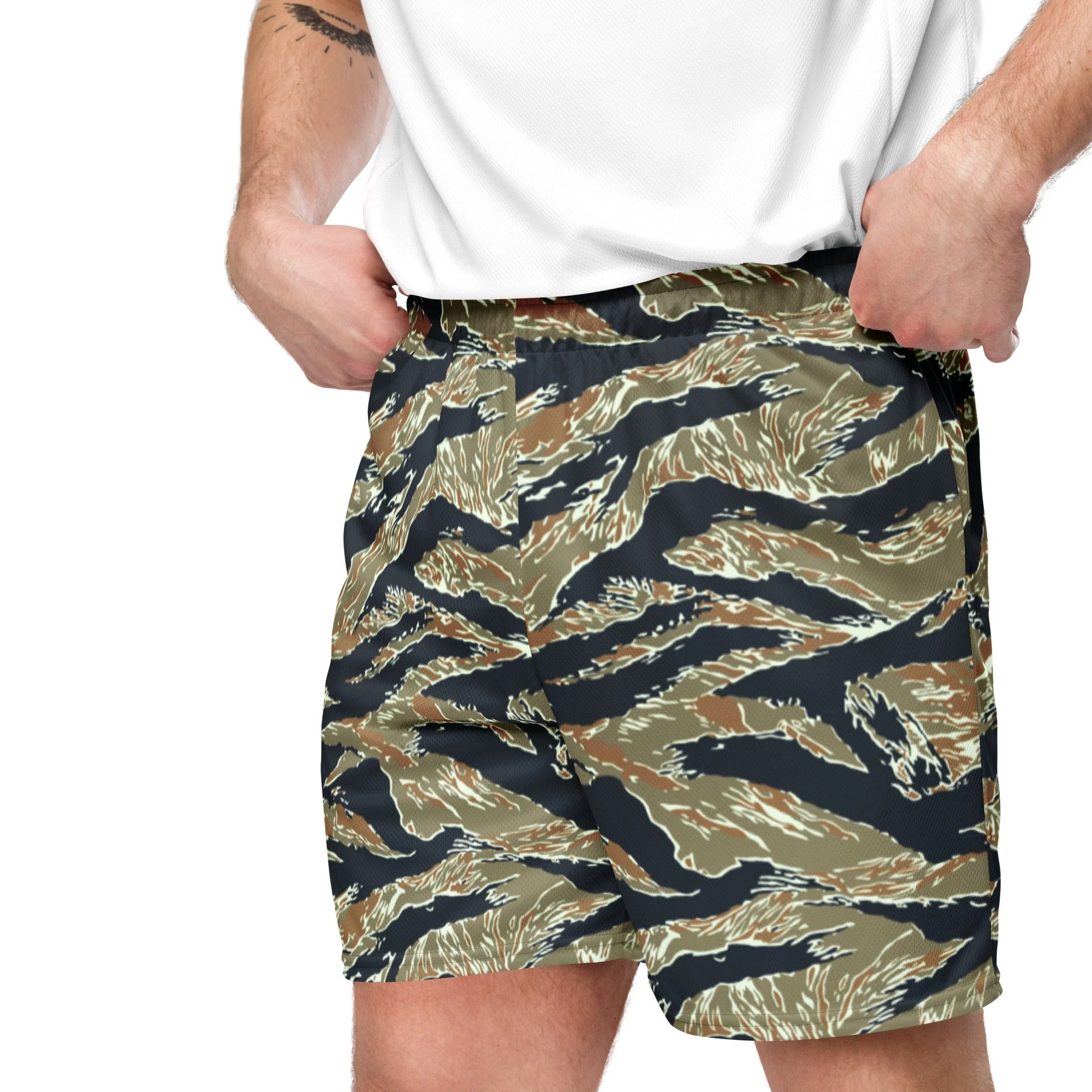 Philippine Tiger Stripe Special Forces Distinctive Uniform (SDFU) CAMO Unisex Mesh Shorts - Image 2