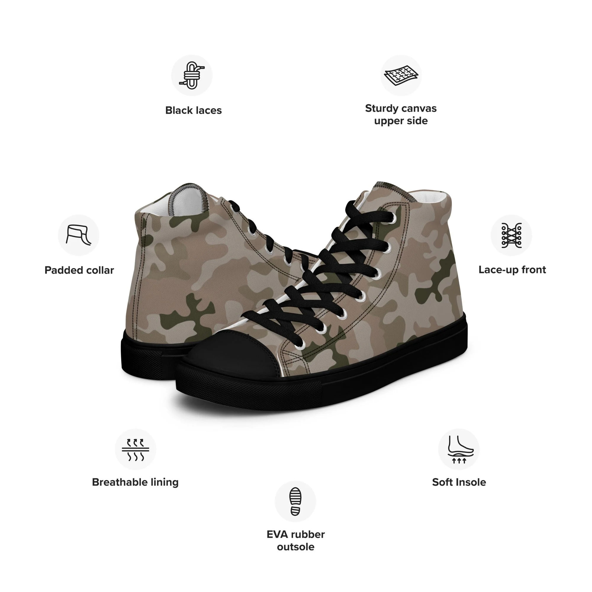 Polish Pantera Desert CAMO Mens High-Top Canvas Shoes - Image 3
