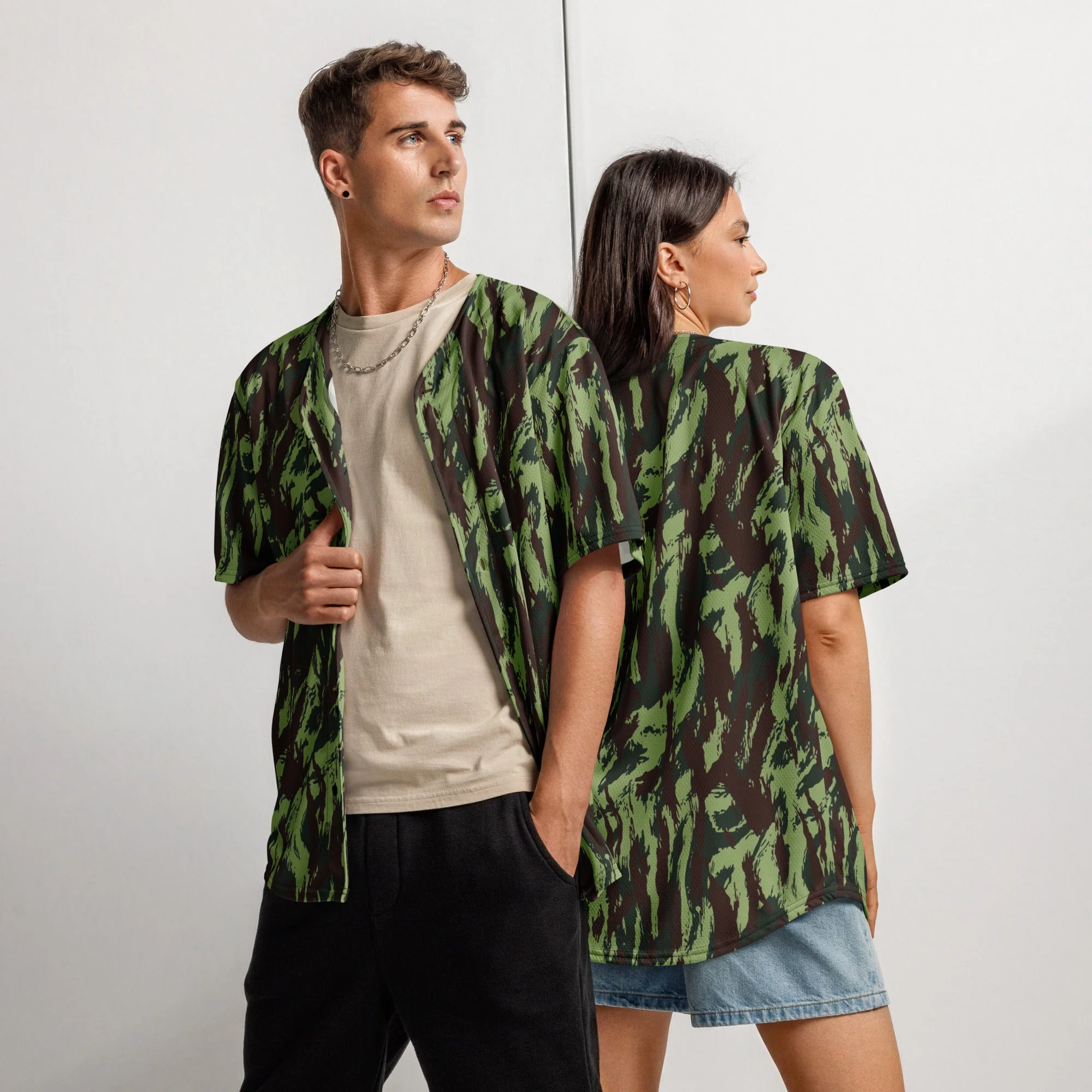 Portuguese Lizard Vertical CAMO Unisex Baseball Jersey