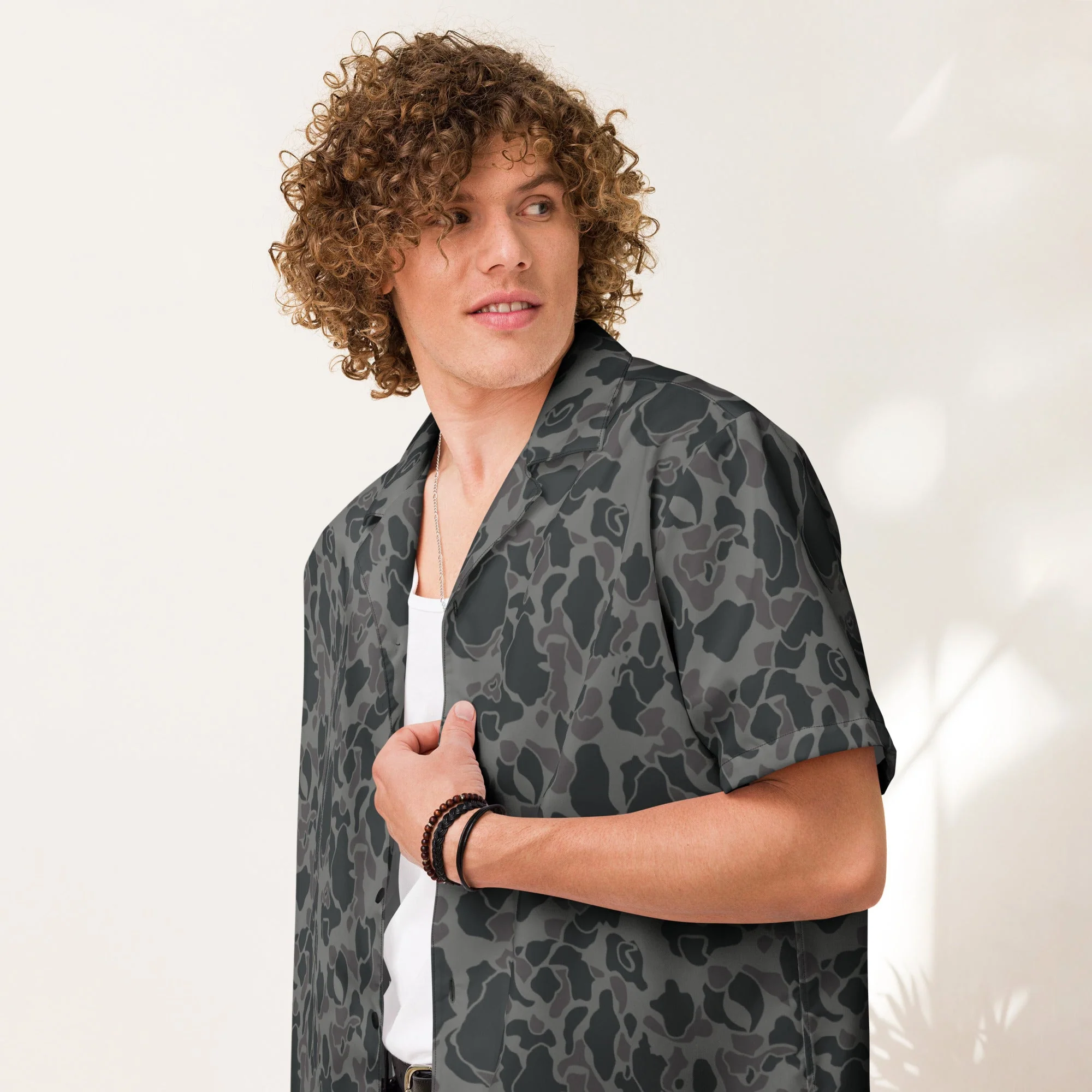 Rambo First Blood Part II Russian Frog Skin Movie CAMO Unisex Short-Sleeve Button Shirt