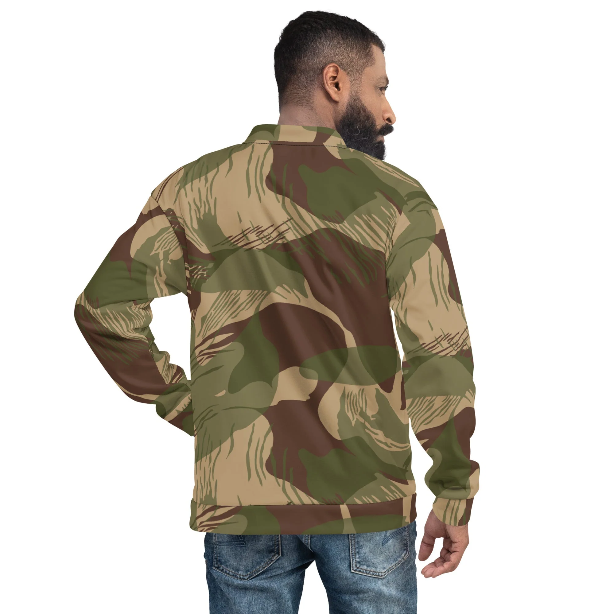 Rhodesian Brushstroke Multi-terrain CAMO Unisex Bomber Jacket - Image 2