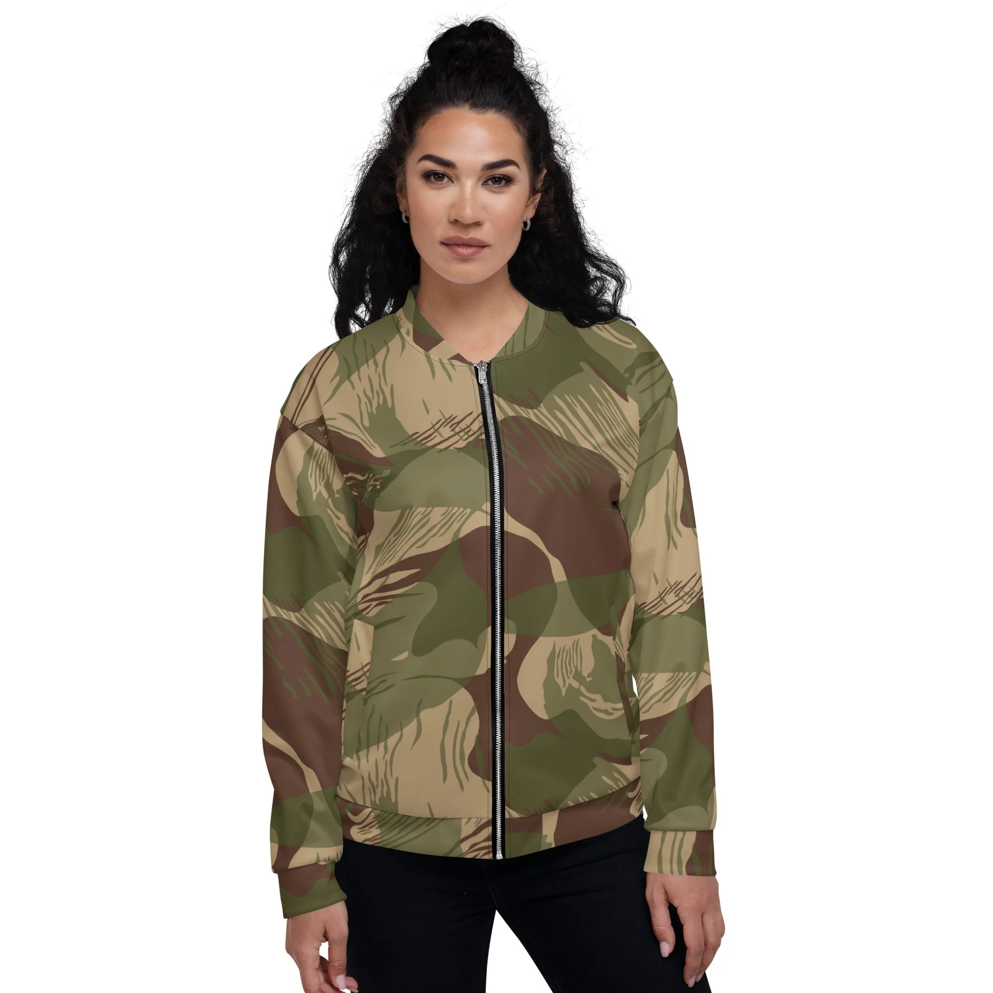 Rhodesian Brushstroke Multi-terrain CAMO Unisex Bomber Jacket - Image 4