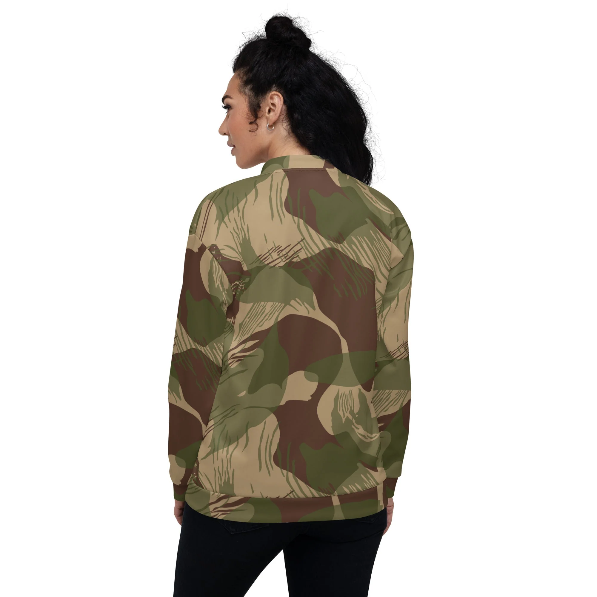Rhodesian Brushstroke Multi-terrain CAMO Unisex Bomber Jacket - Image 5