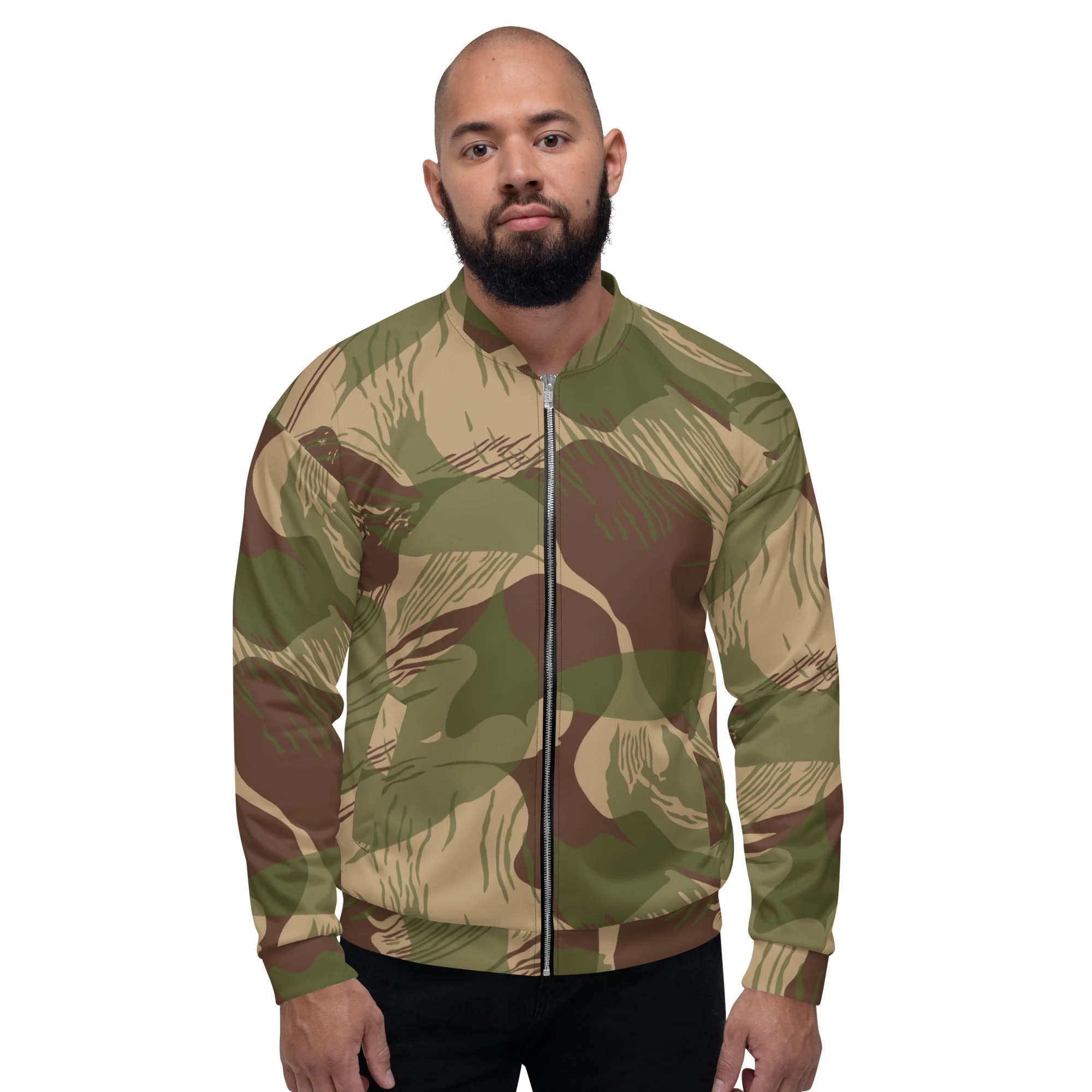 Rhodesian Brushstroke Multi-terrain CAMO Unisex Bomber Jacket - Image 6