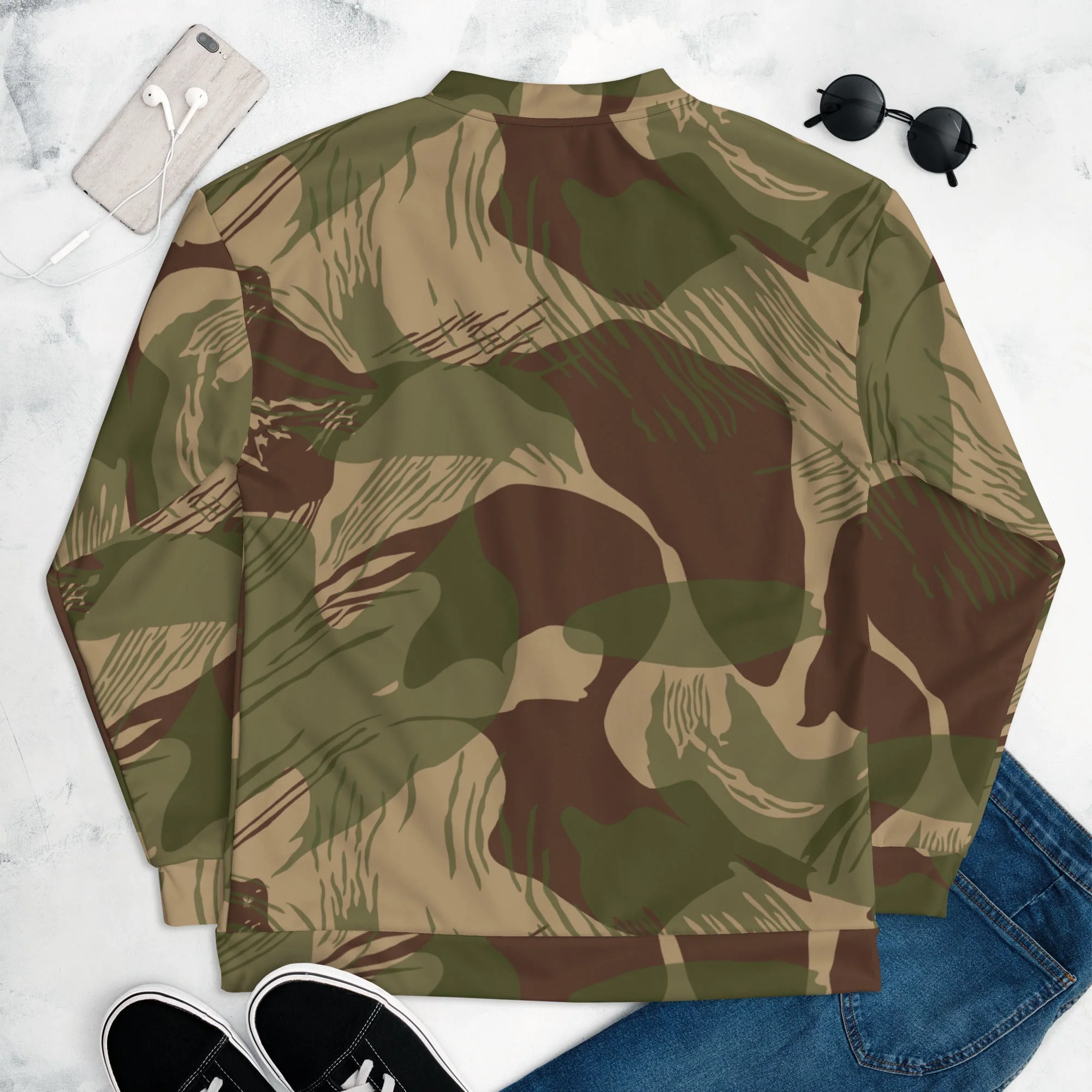 Rhodesian Brushstroke Multi-terrain CAMO Unisex Bomber Jacket - Image 8