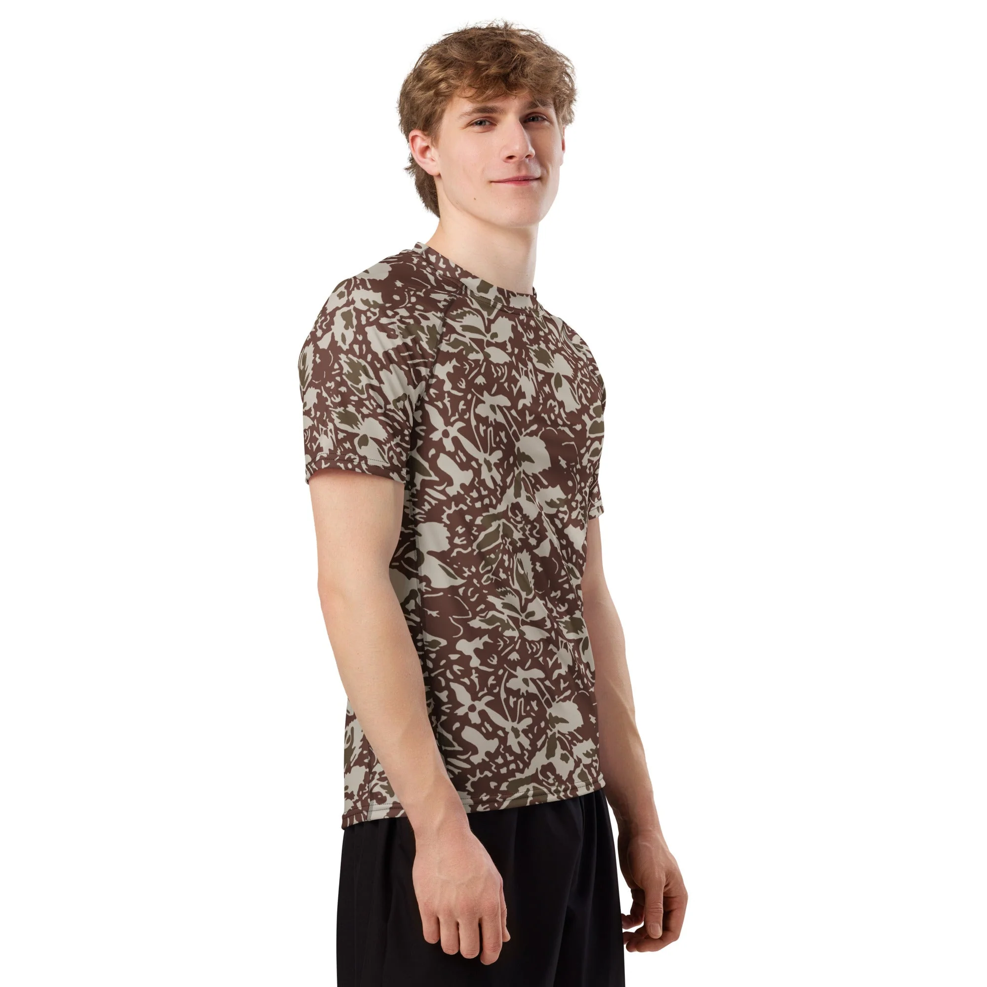 Romanian Soviet 1990 Leaf Autumn CAMO Mens Short-Sleeve Rash Guard - Image 3