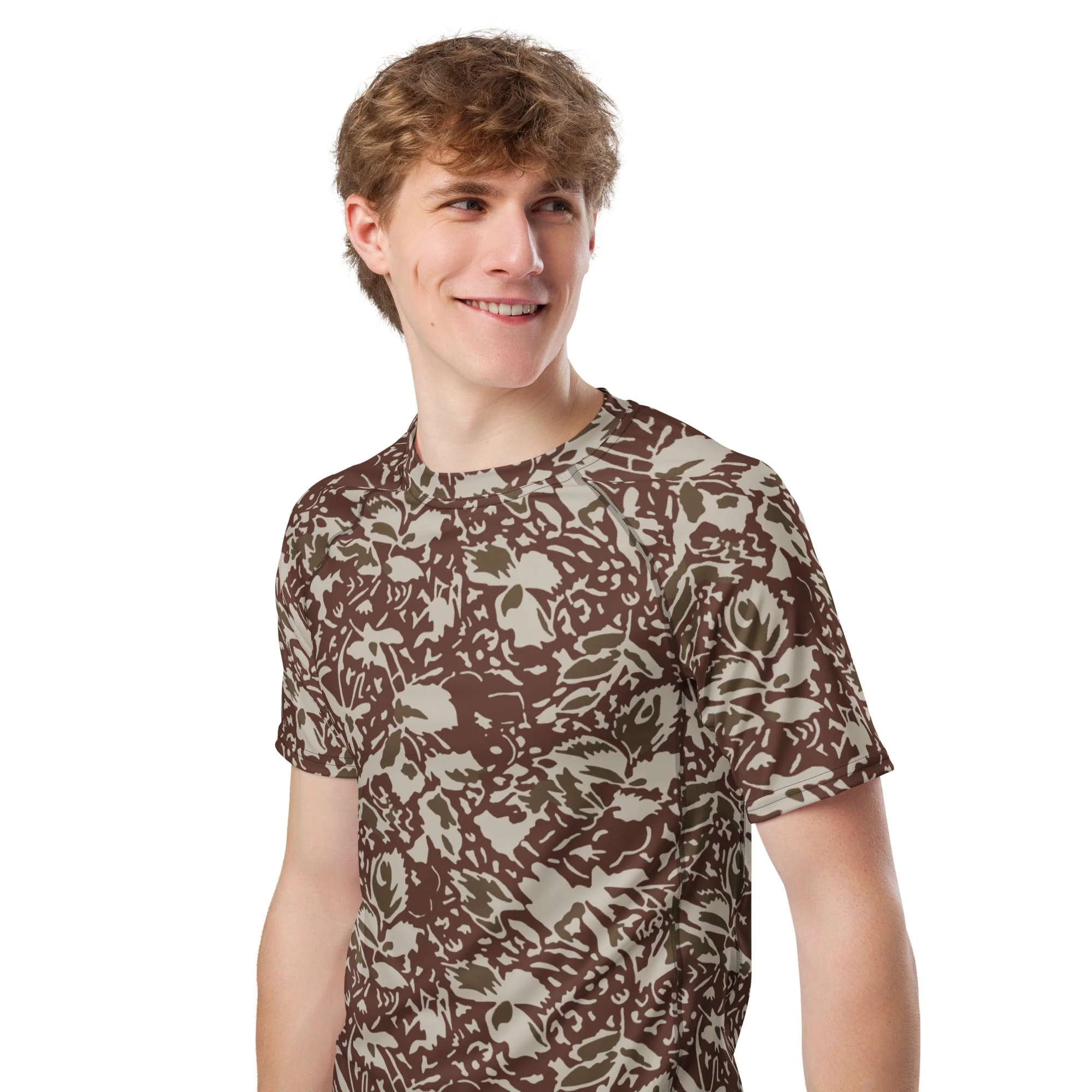 Romanian Soviet 1990 Leaf Autumn CAMO Mens Short-Sleeve Rash Guard - Image 4