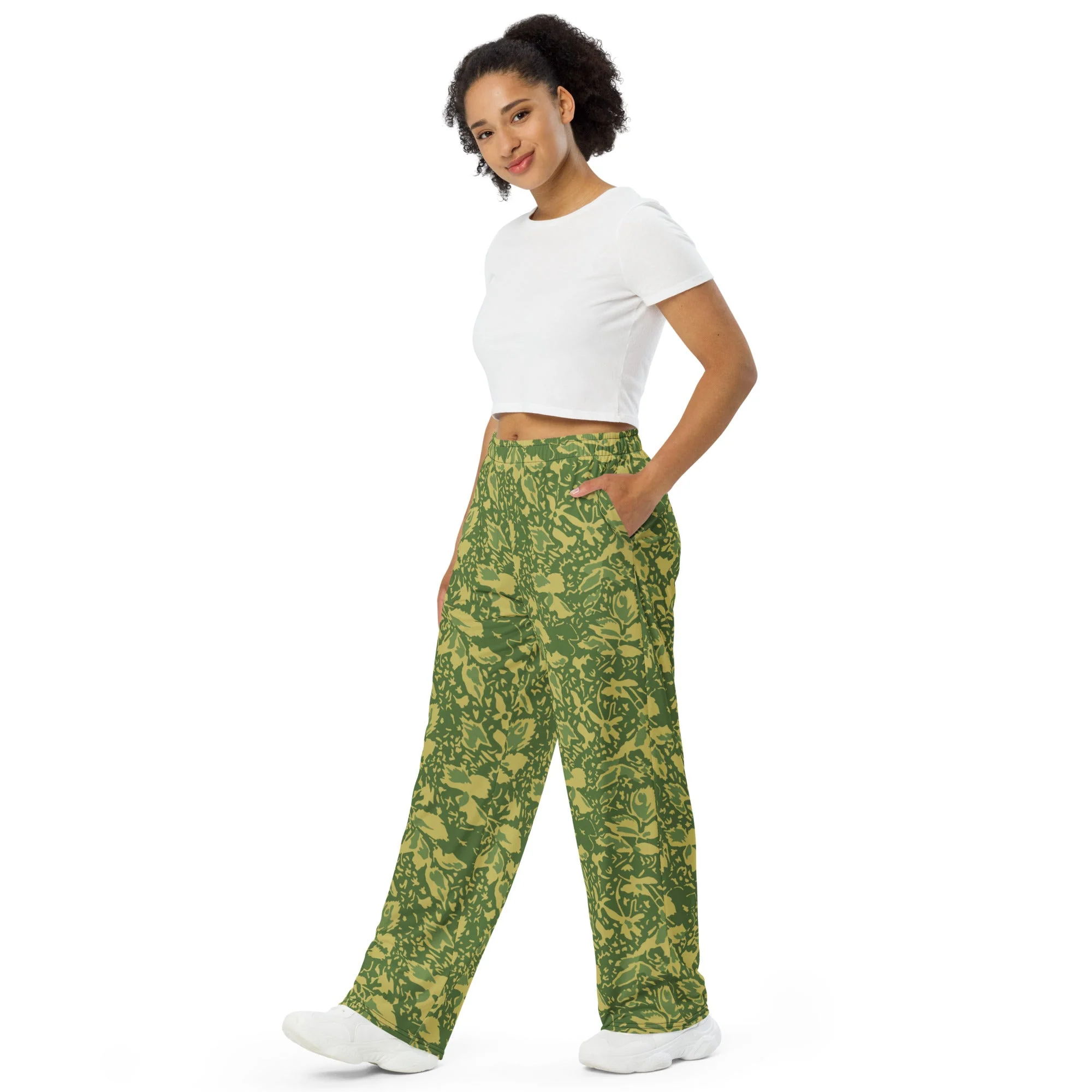 Romanian Soviet 1990 Leaf Spring CAMO Unisex Wide-Leg Leisure Pants - Image 4