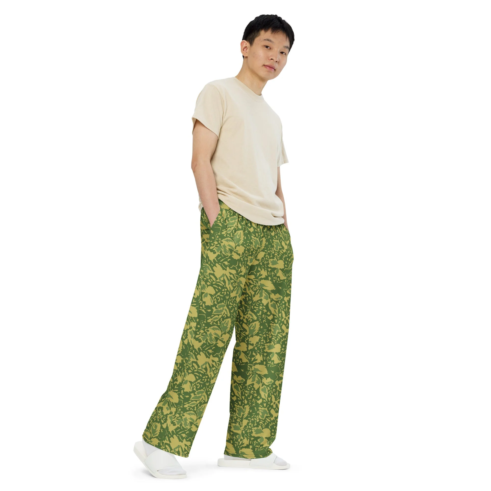 Romanian Soviet 1990 Leaf Spring CAMO Unisex Wide-Leg Leisure Pants - Image 5