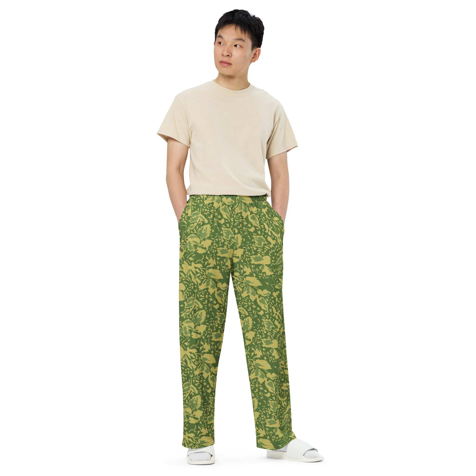 Romanian Soviet 1990 Leaf Spring CAMO Unisex Wide-Leg Leisure Pants - Image 7