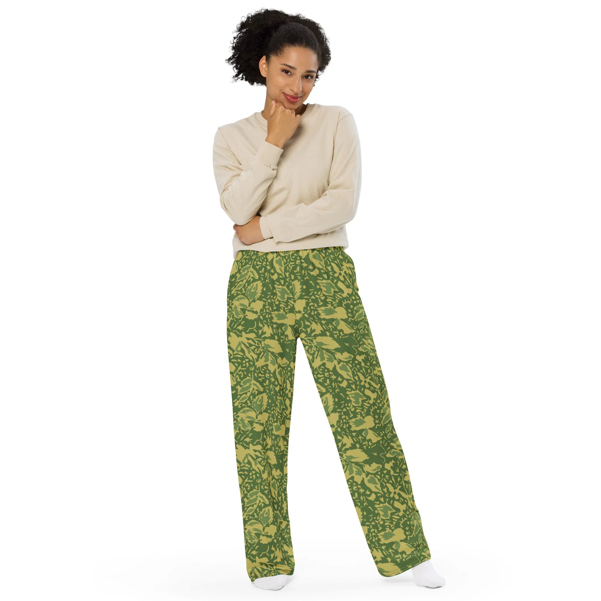 Romanian Soviet 1990 Leaf Spring CAMO Unisex Wide-Leg Leisure Pants - Image 9