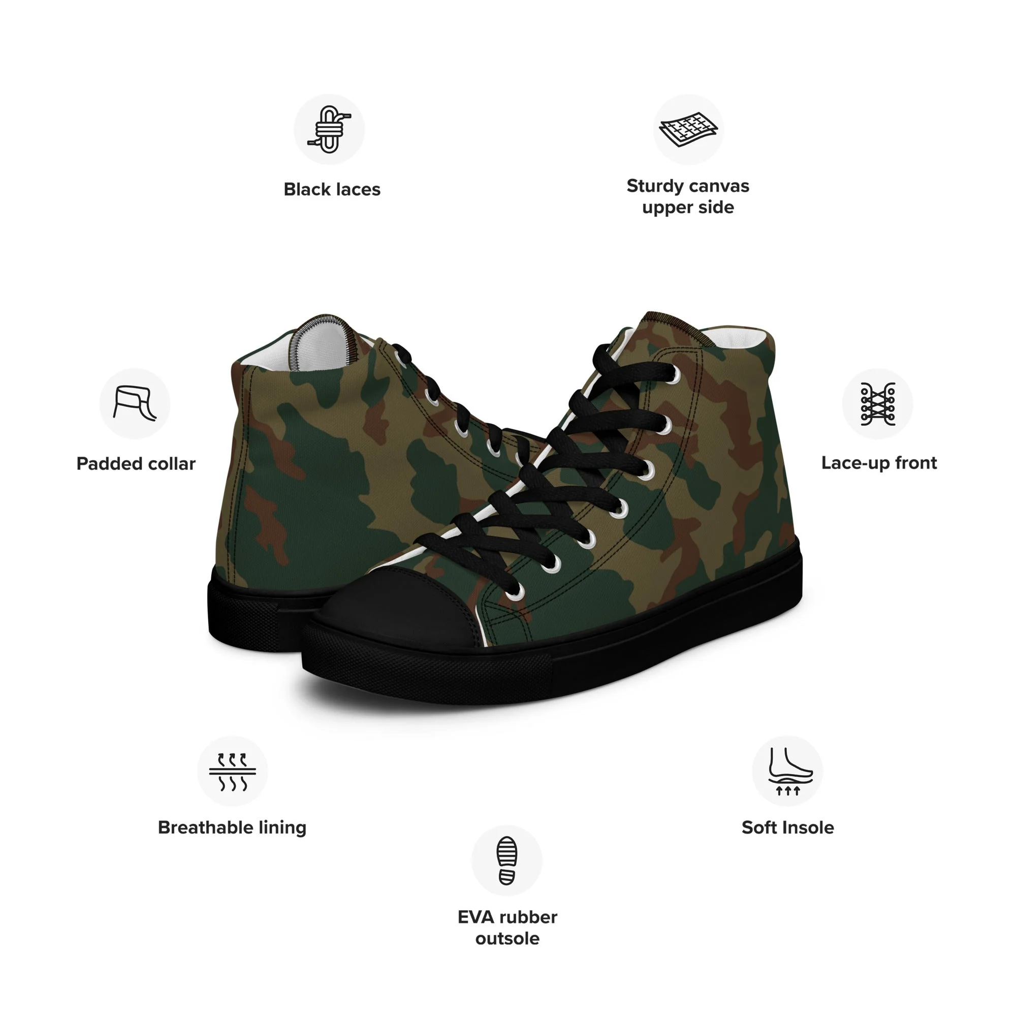 Russian Barvikha Mountain CAMO Mens High-Top Canvas Shoes - Image 2