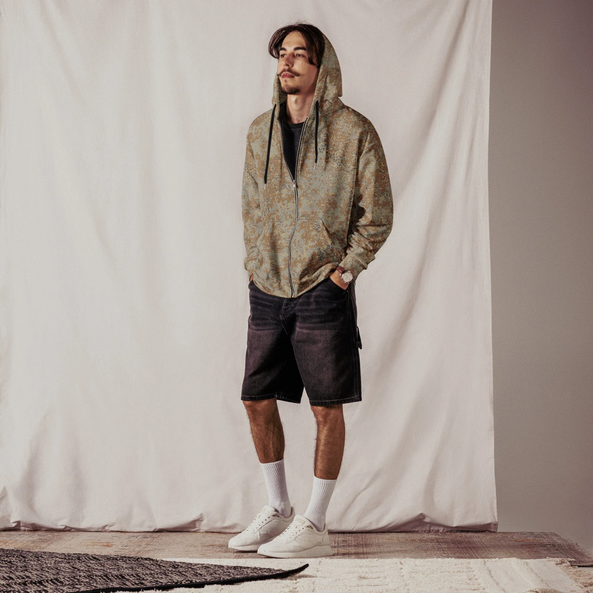 Russian Digital EMR Desert CAMO Unisex Zip Hoodie - Image 5