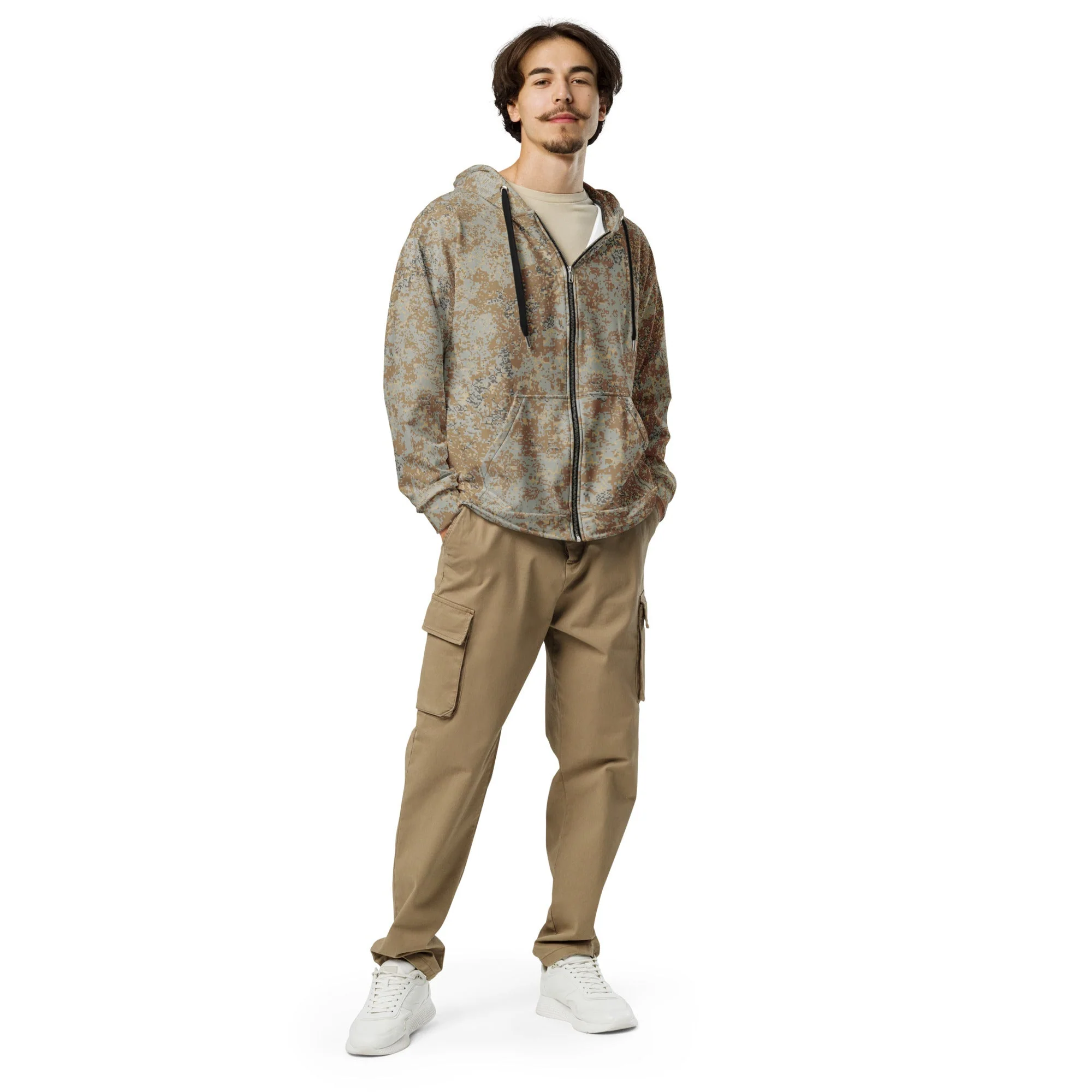 Russian Digital EMR Desert CAMO Unisex Zip Hoodie - Image 7