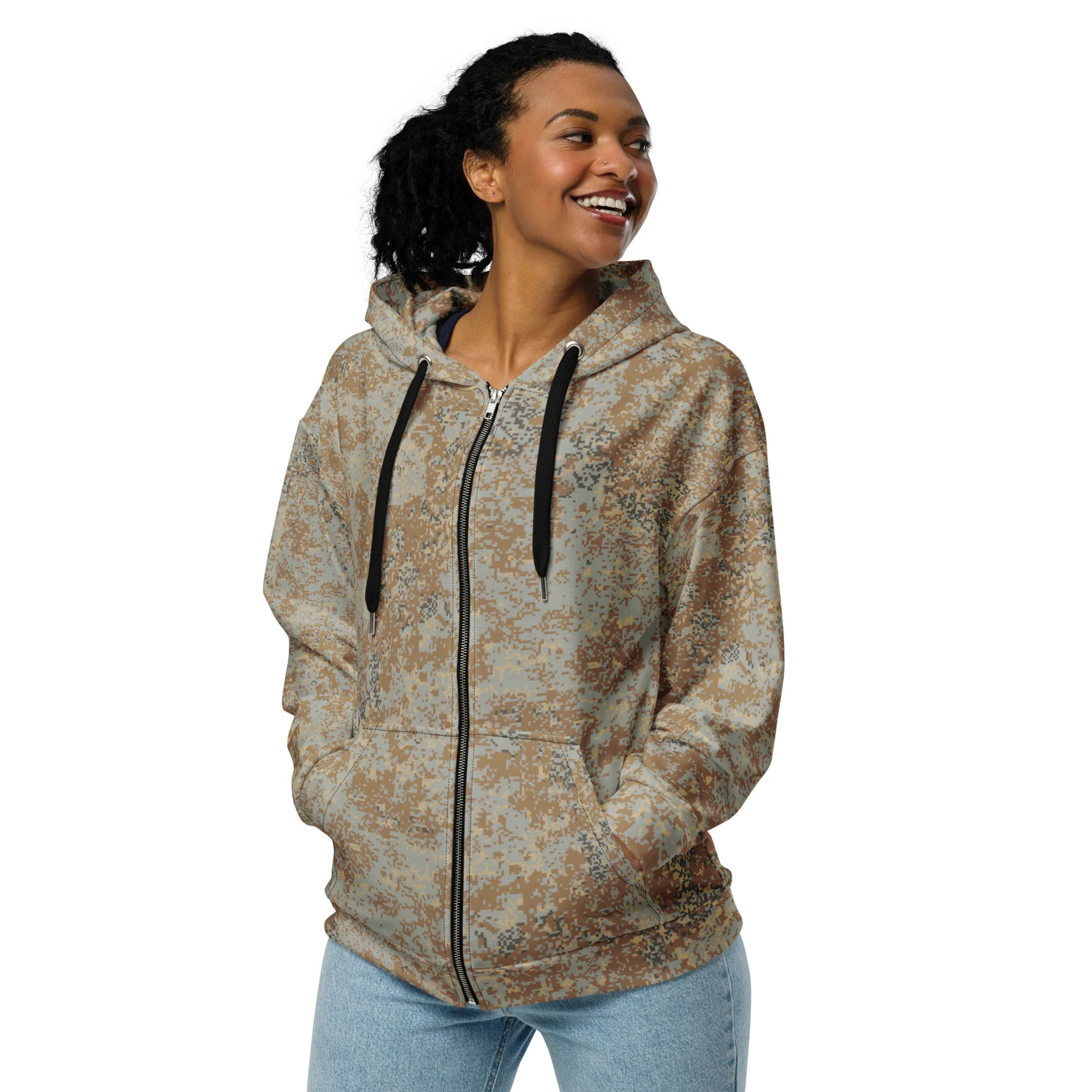 Russian Digital EMR Desert CAMO Unisex Zip Hoodie - Image 8
