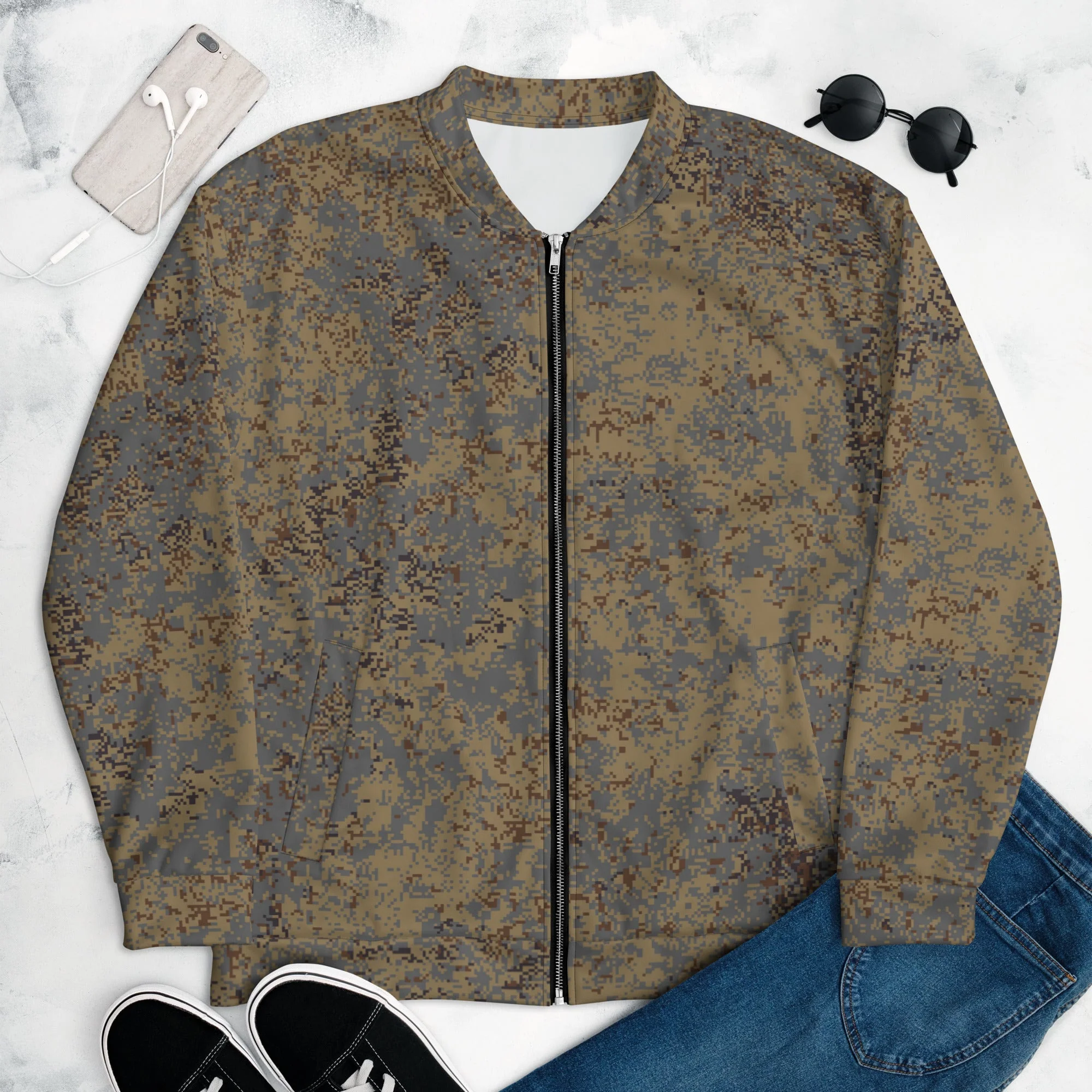 Russian Digital EMR Winter Grey CAMO Unisex Bomber Jacket - Image 3
