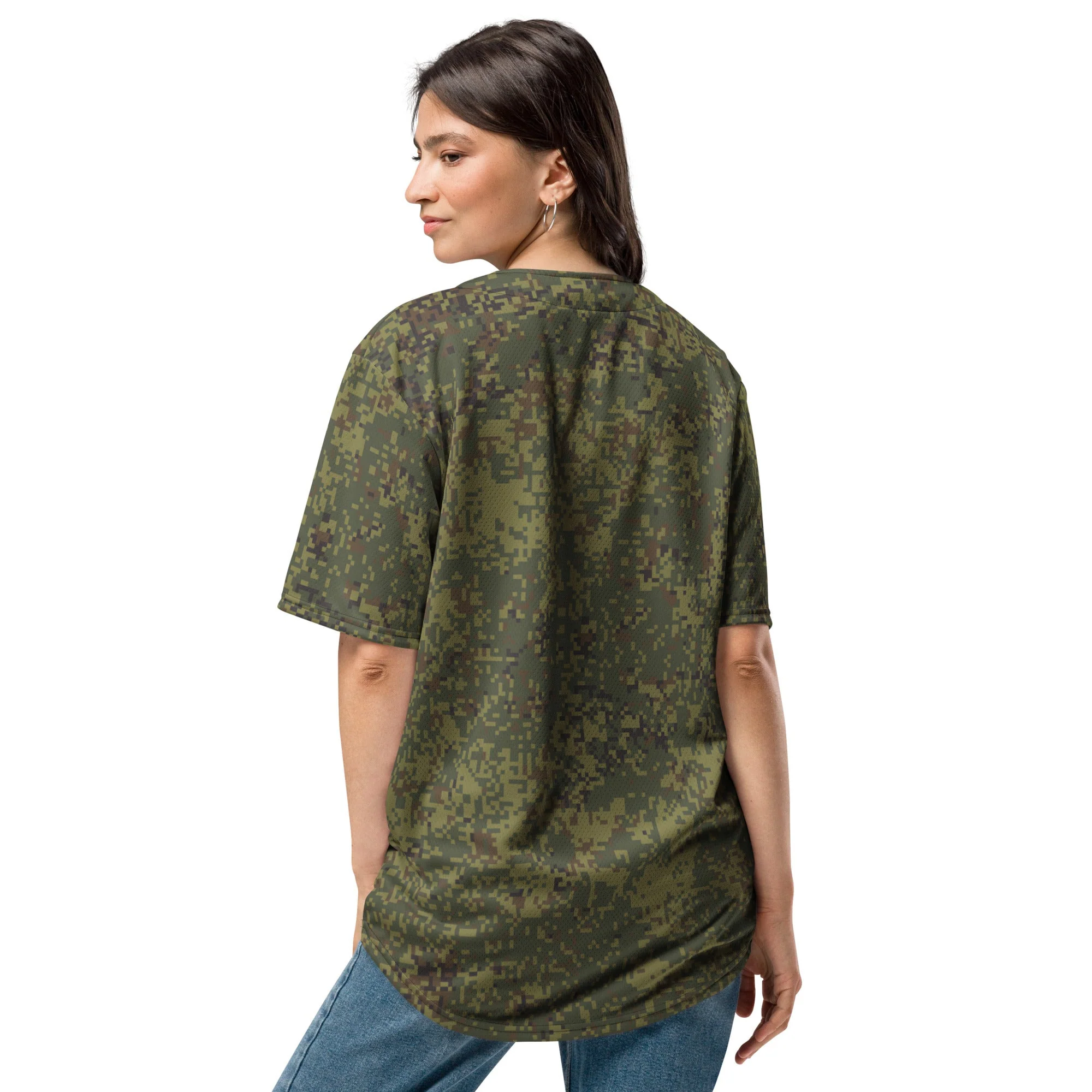 Russian Digital EMR Woodland CAMO Unisex Baseball Jersey - Image 3