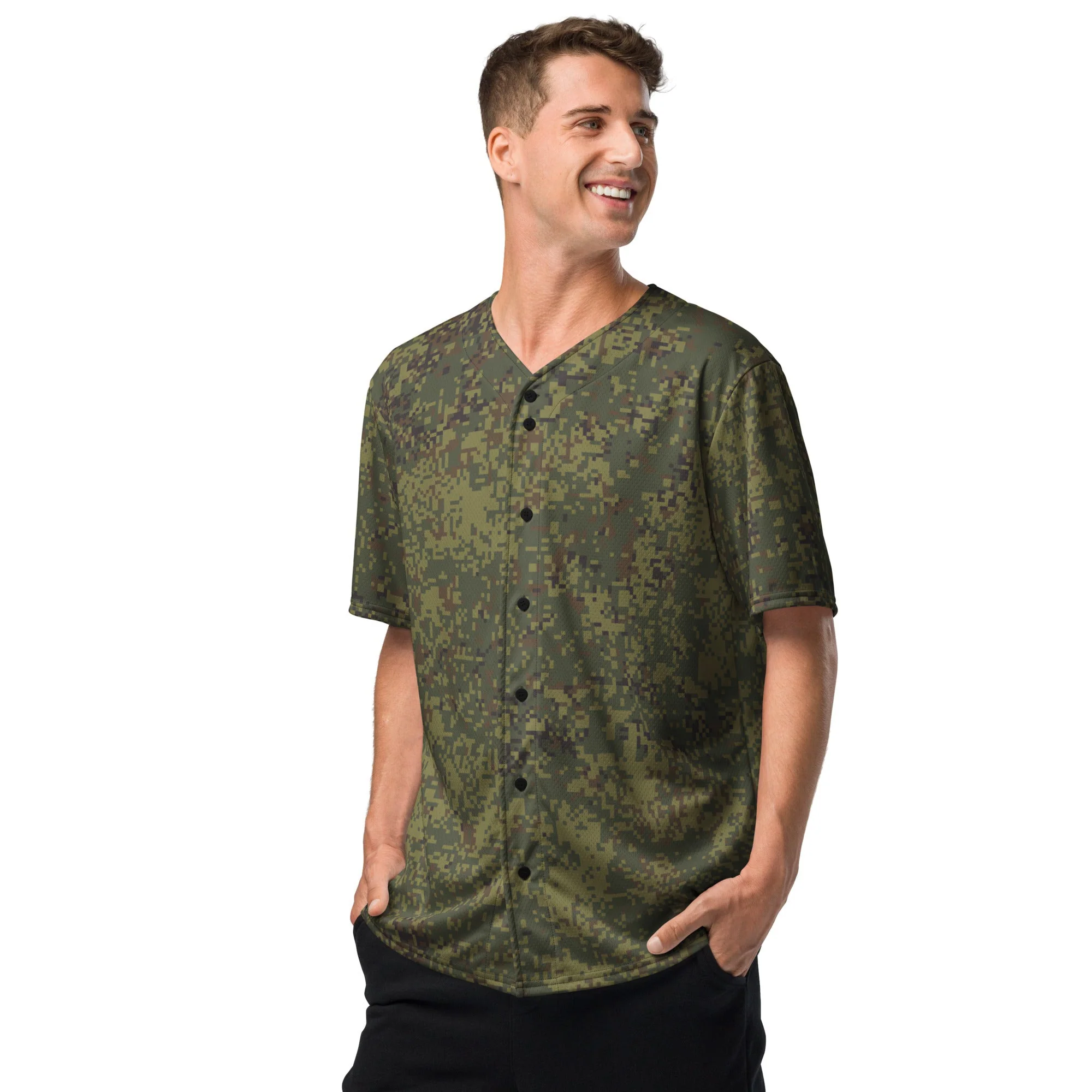 Russian Digital EMR Woodland CAMO Unisex Baseball Jersey - Image 9