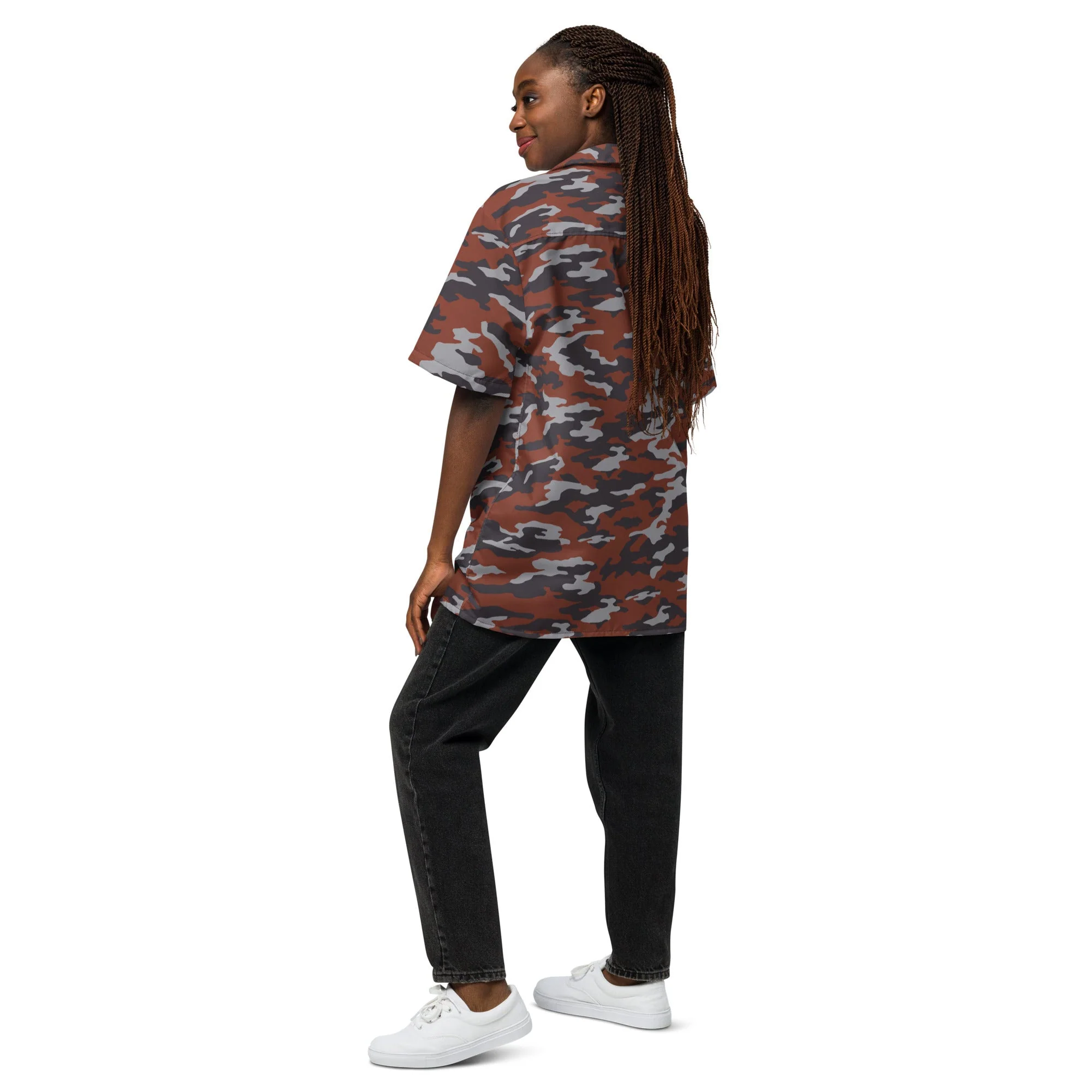 Russian Flora Red CAMO Unisex Short-Sleeve Button Shirt - Image 14