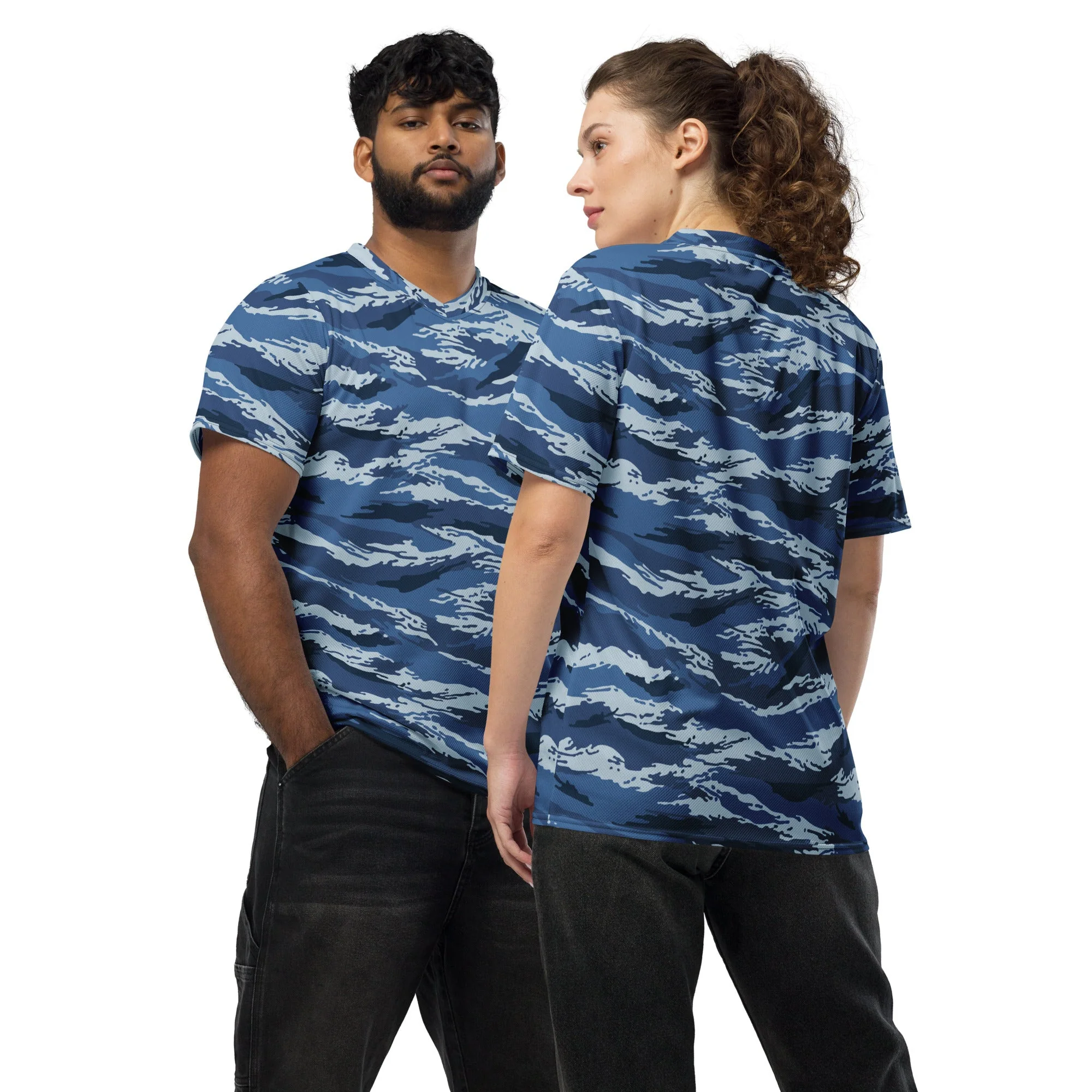 Russian Tiger Stripe Kamysh Blue CAMO Unisex Sports Jersey